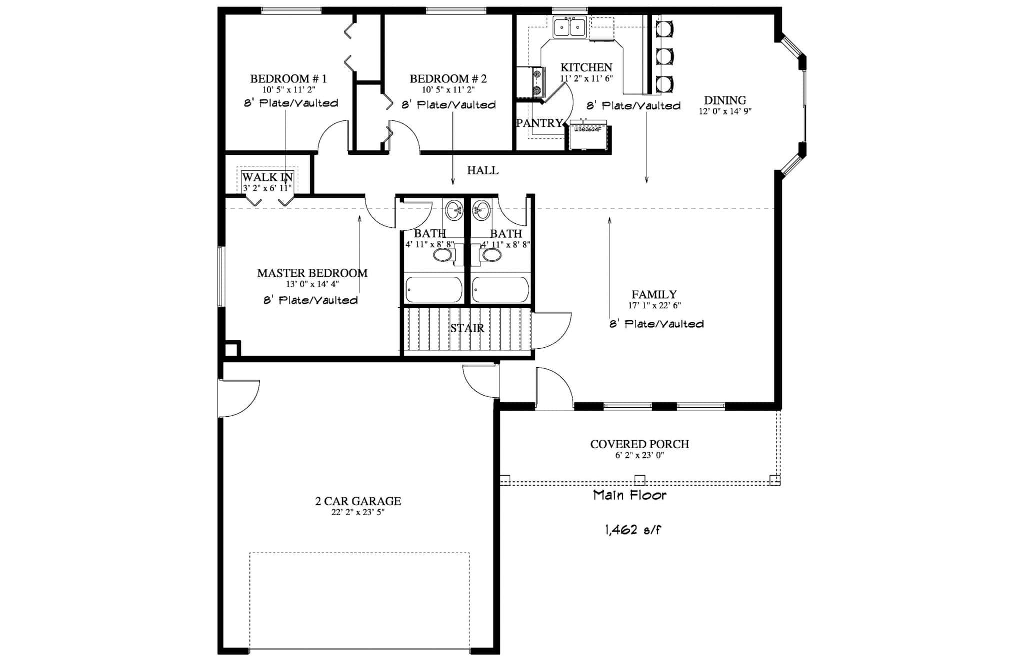 Main Level of Traditional Plan #187-1026