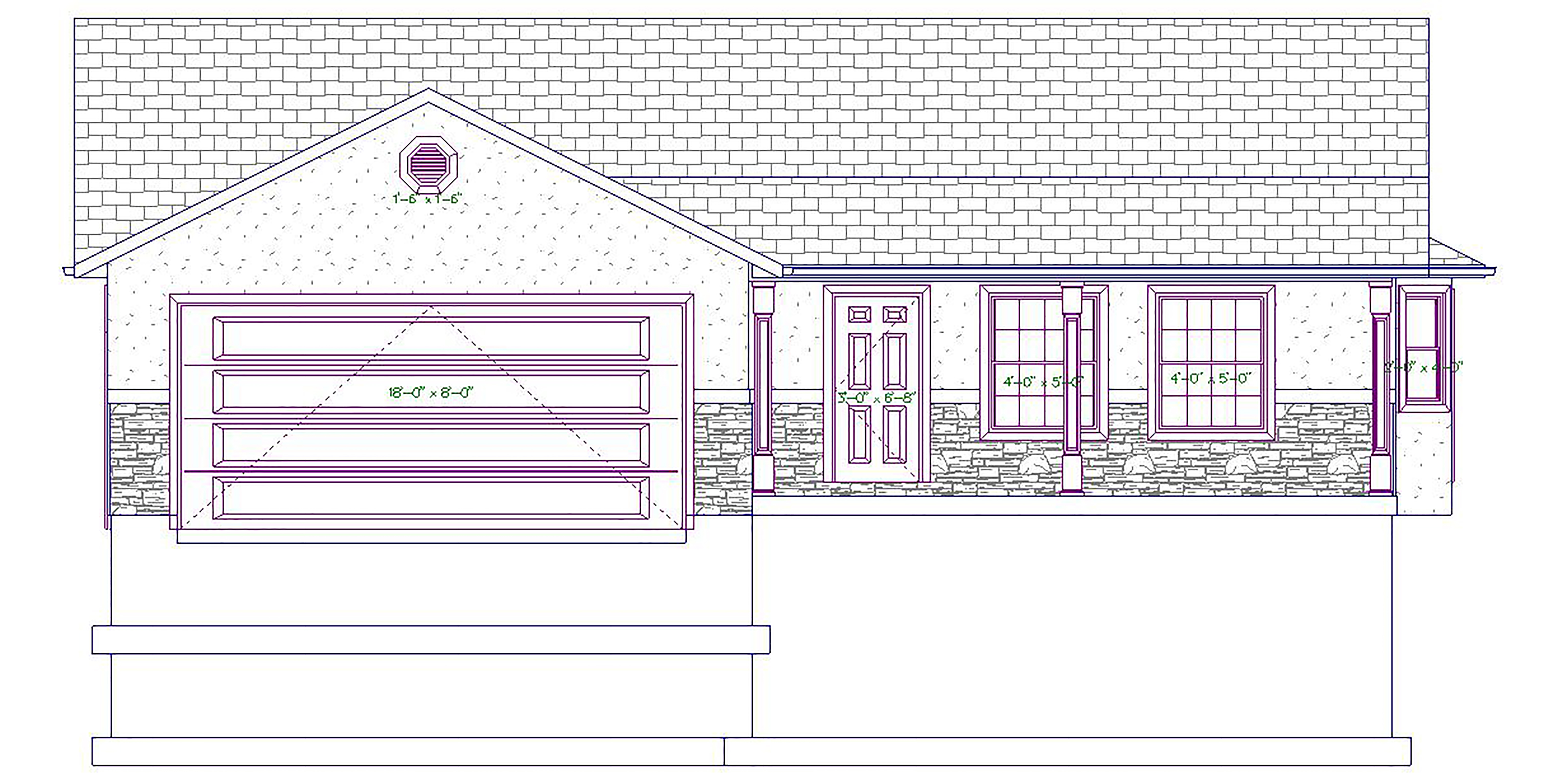 Home Plan Front Elevation of this 5-Bedroom,1462 Sq Ft Plan -187-1026