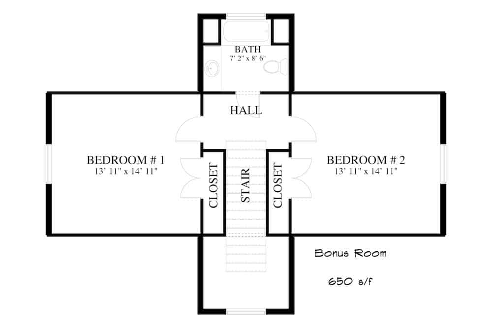 Floor Plan Bonus Room of Craftsman Plan #187-1029