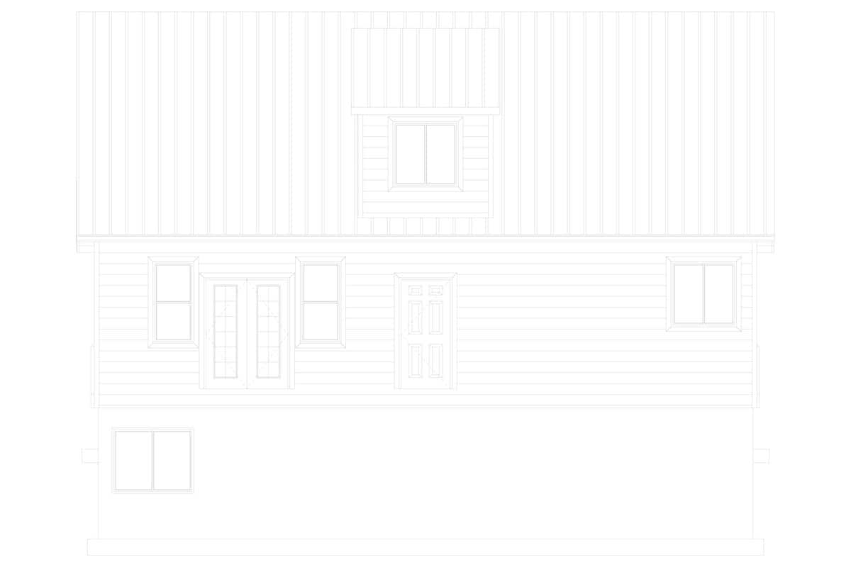 Home Plan Rear Elevation of this 5-Bedroom,1868 Sq Ft Plan -187-1029
