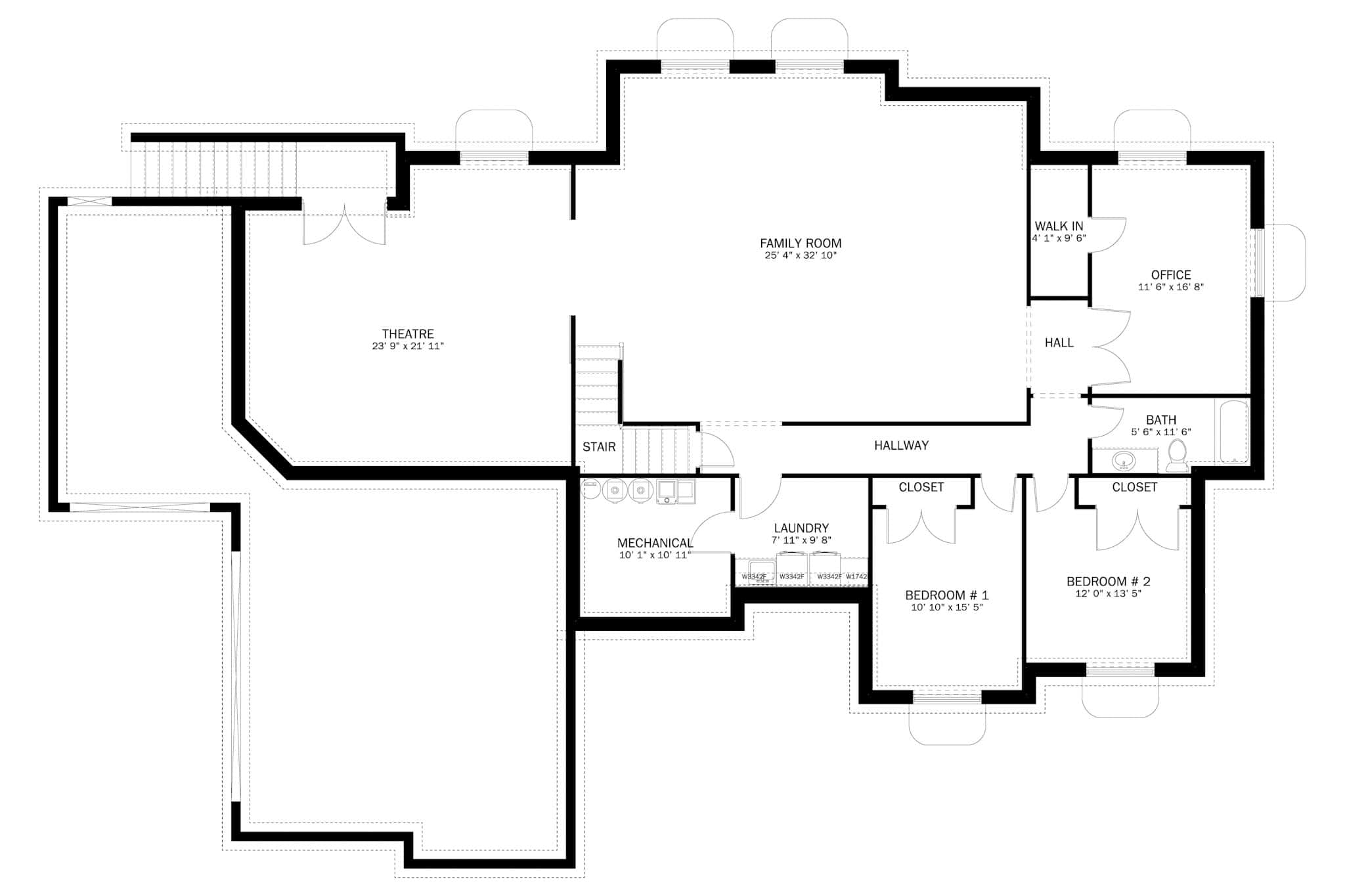 Basement of Traditional Plan #187-1031