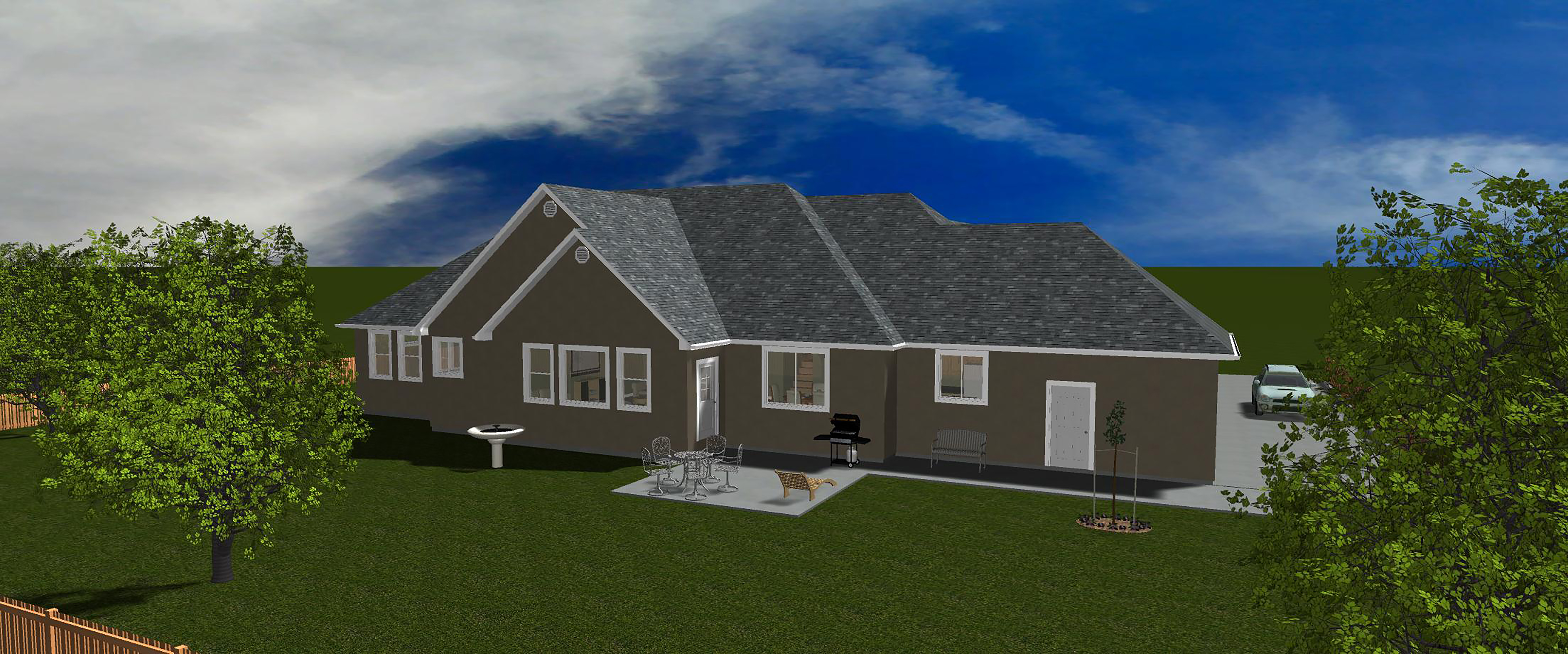 Rear View of this 5-Bedroom, 2576 Sq Ft Plan - 187-1031