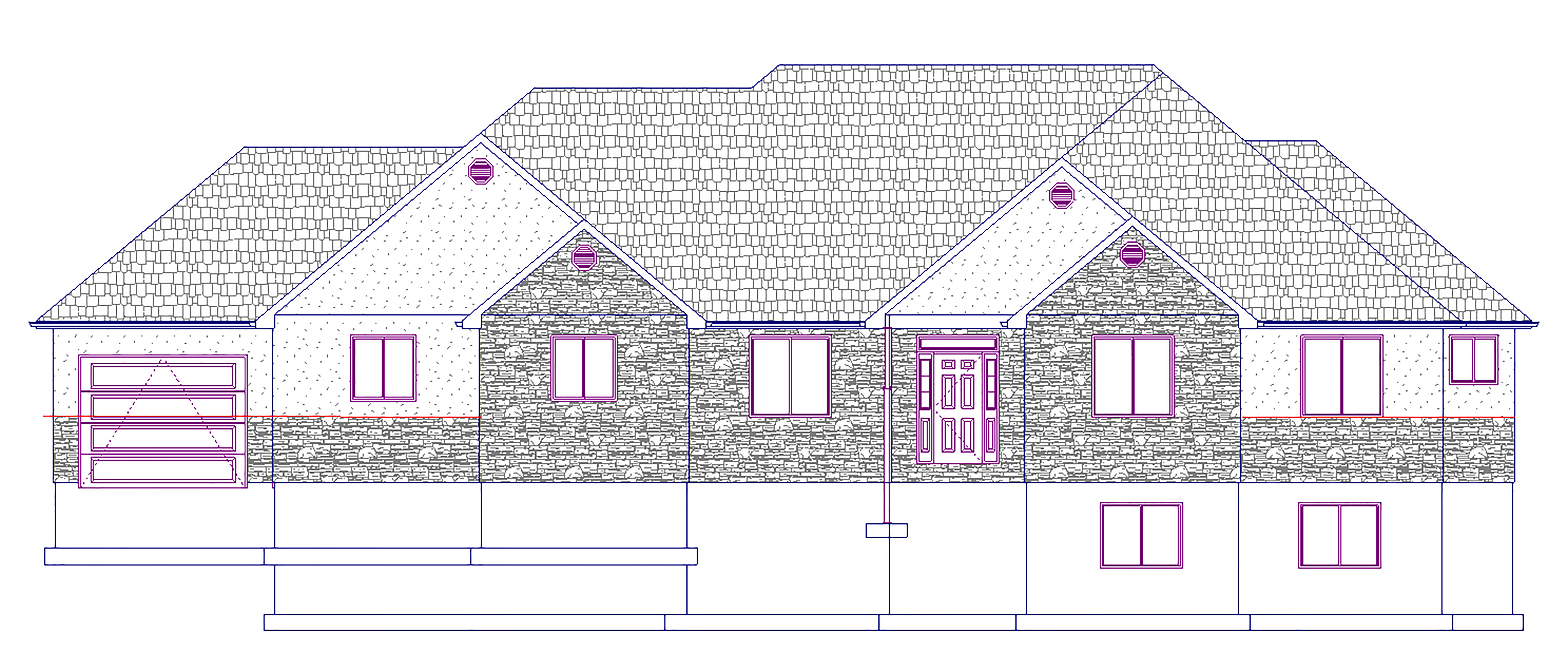 Home Plan Front Elevation of this 5-Bedroom,2576 Sq Ft Plan -187-1031