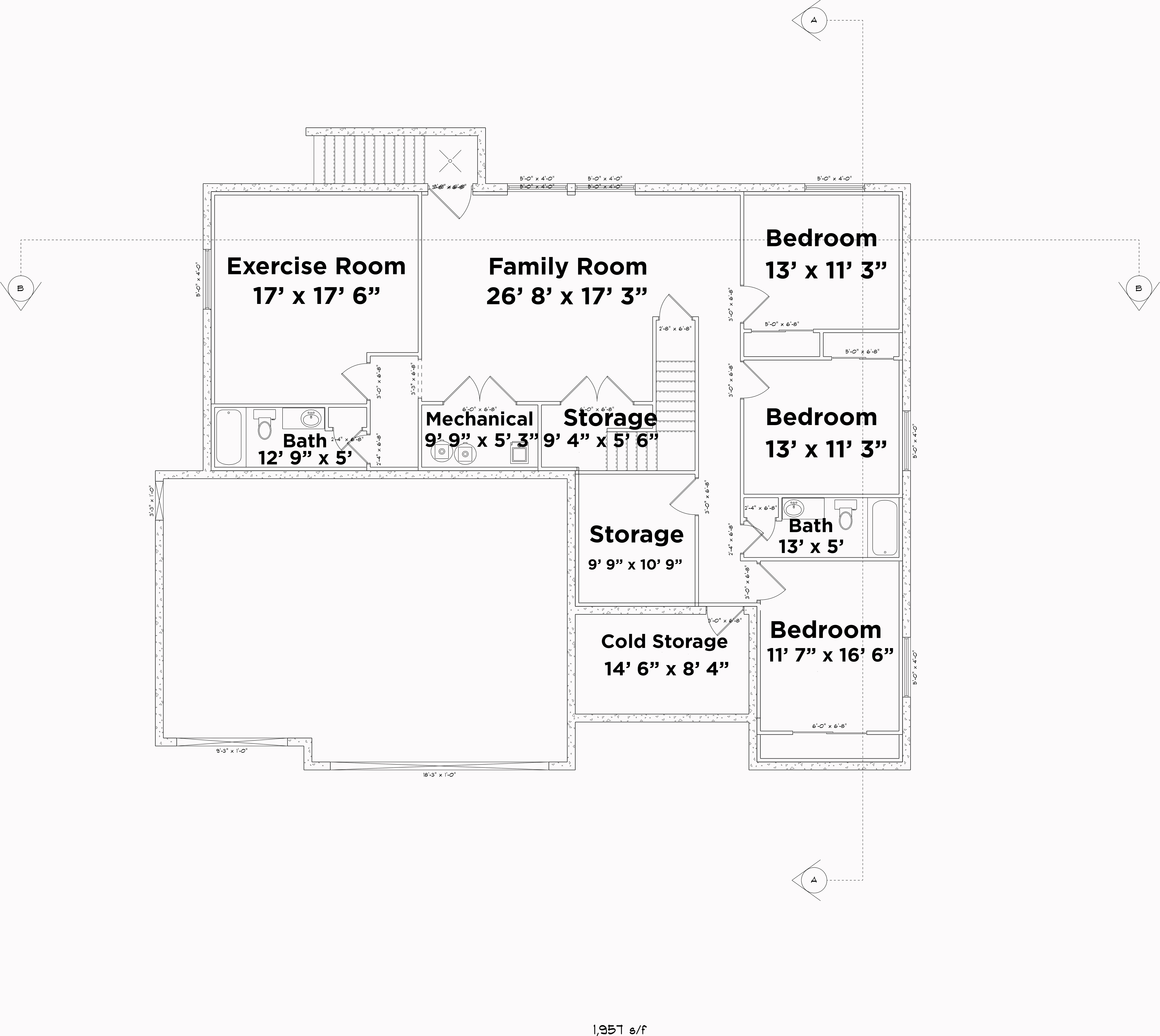 Floor Plan Basement of Traditional Plan #187-1045