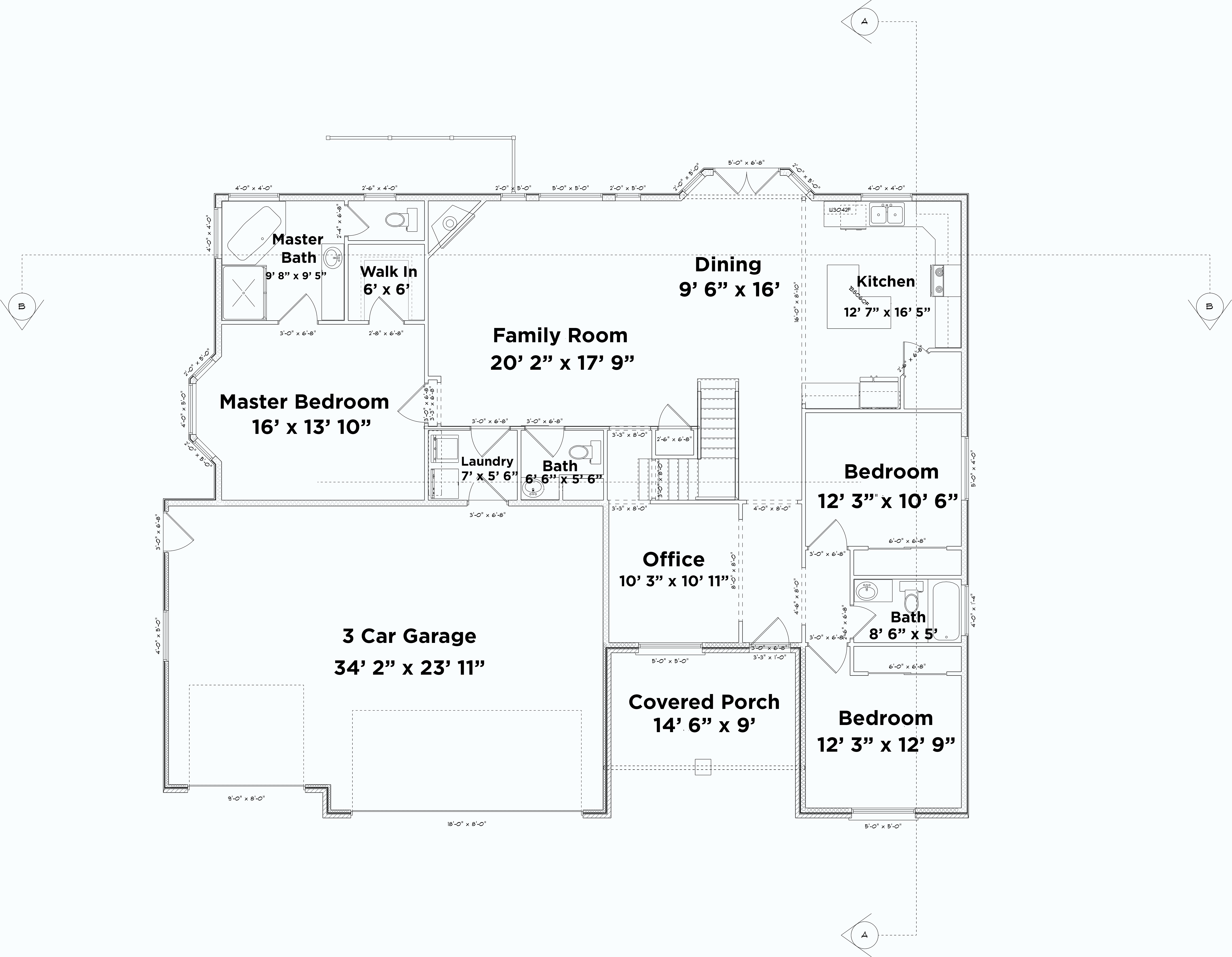 Floor Plan First Story of Traditional Plan #187-1045