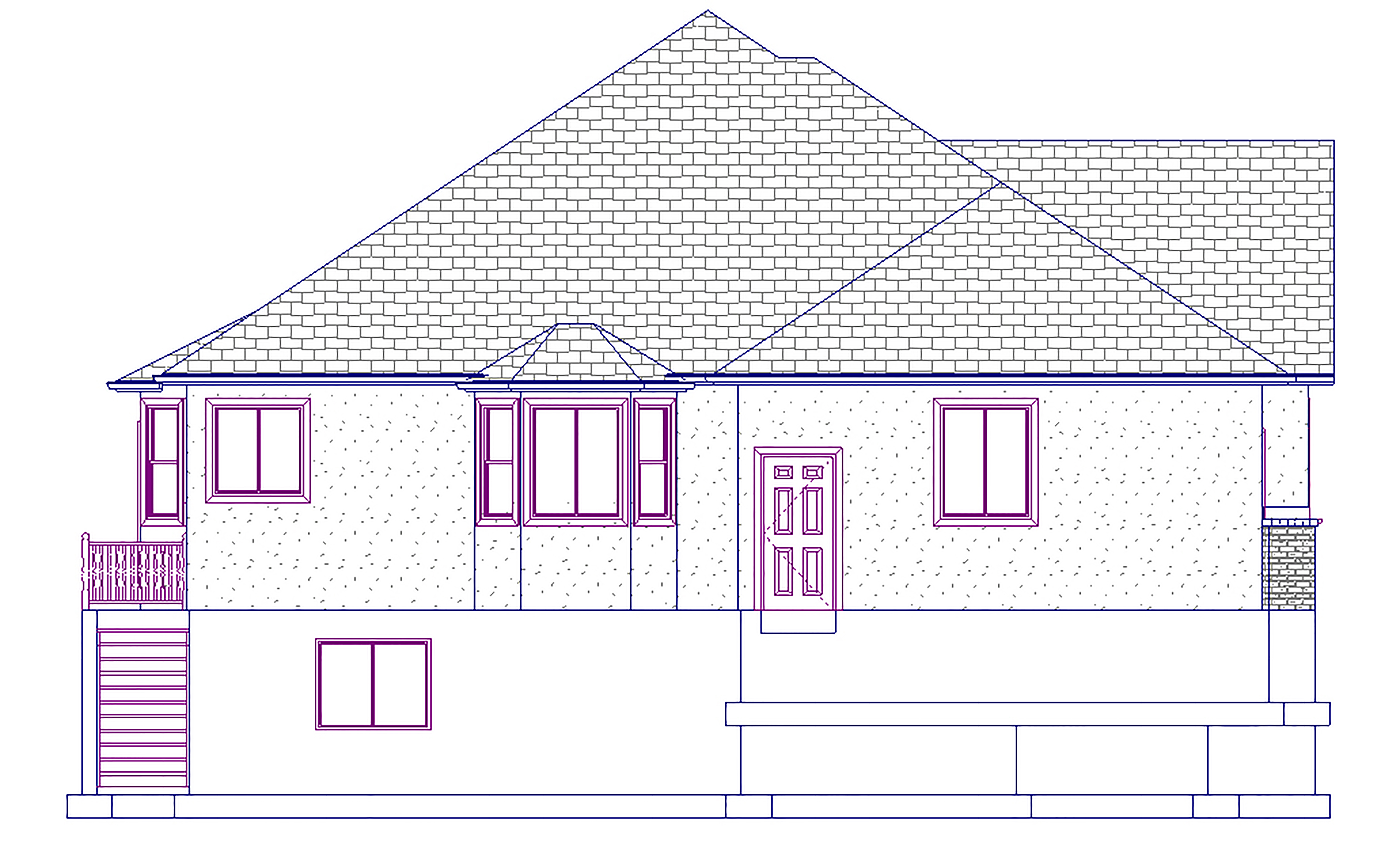 Home Plan Left Elevation of this 6-Bedroom,2481 Sq Ft Plan -187-1045