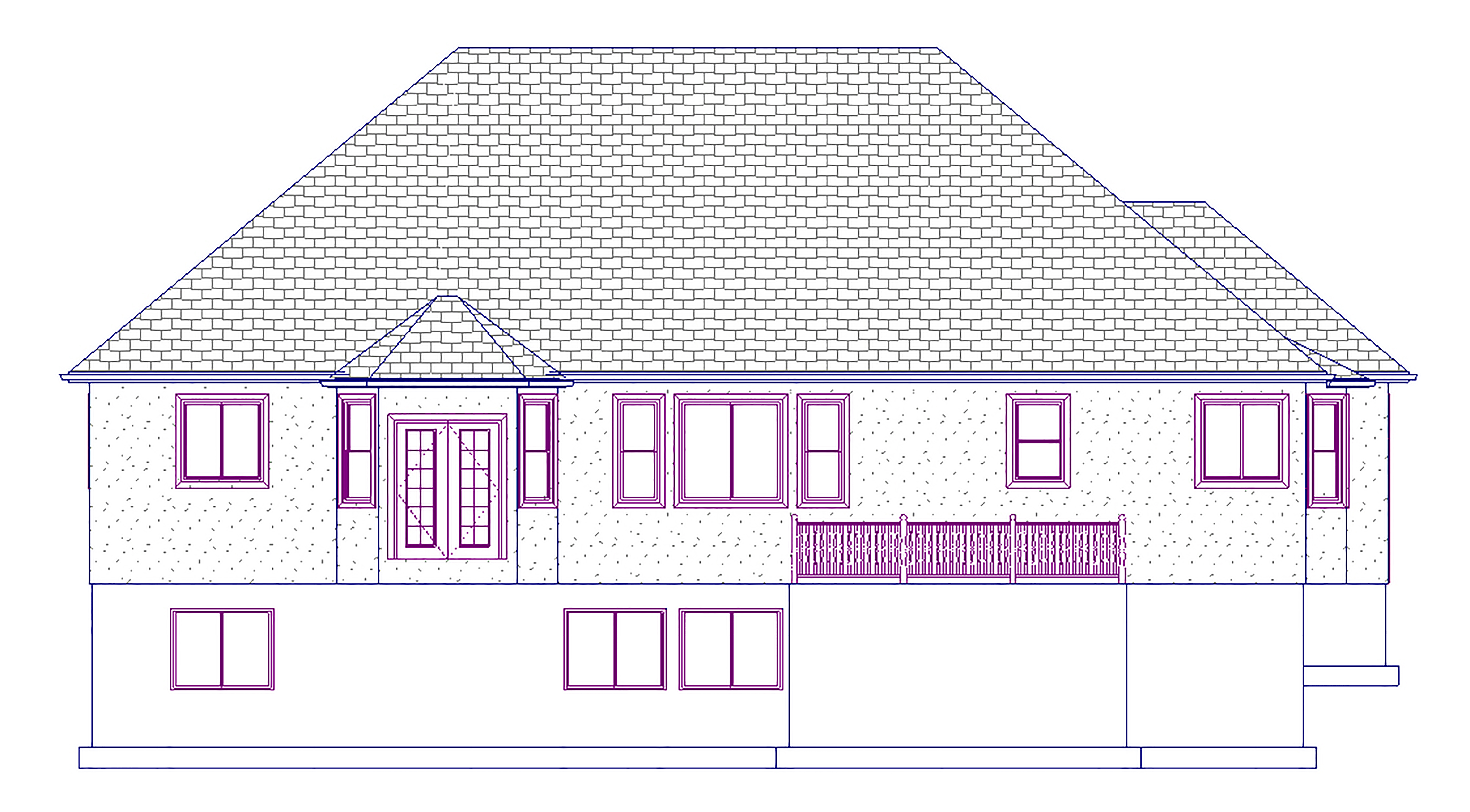 Home Plan Rear Elevation of this 6-Bedroom,2481 Sq Ft Plan -187-1045