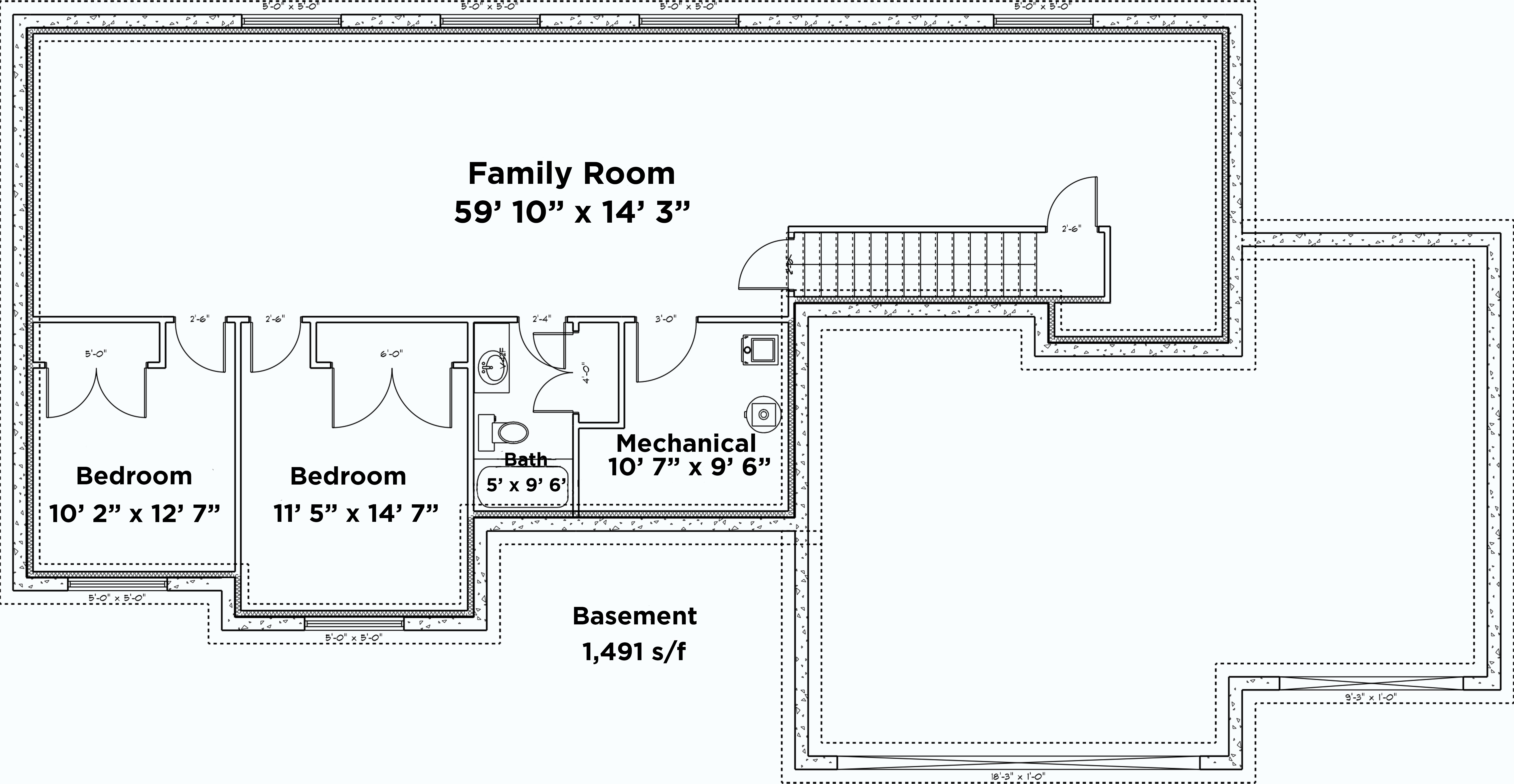 Floor Plan Basement of Traditional Plan #187-1048