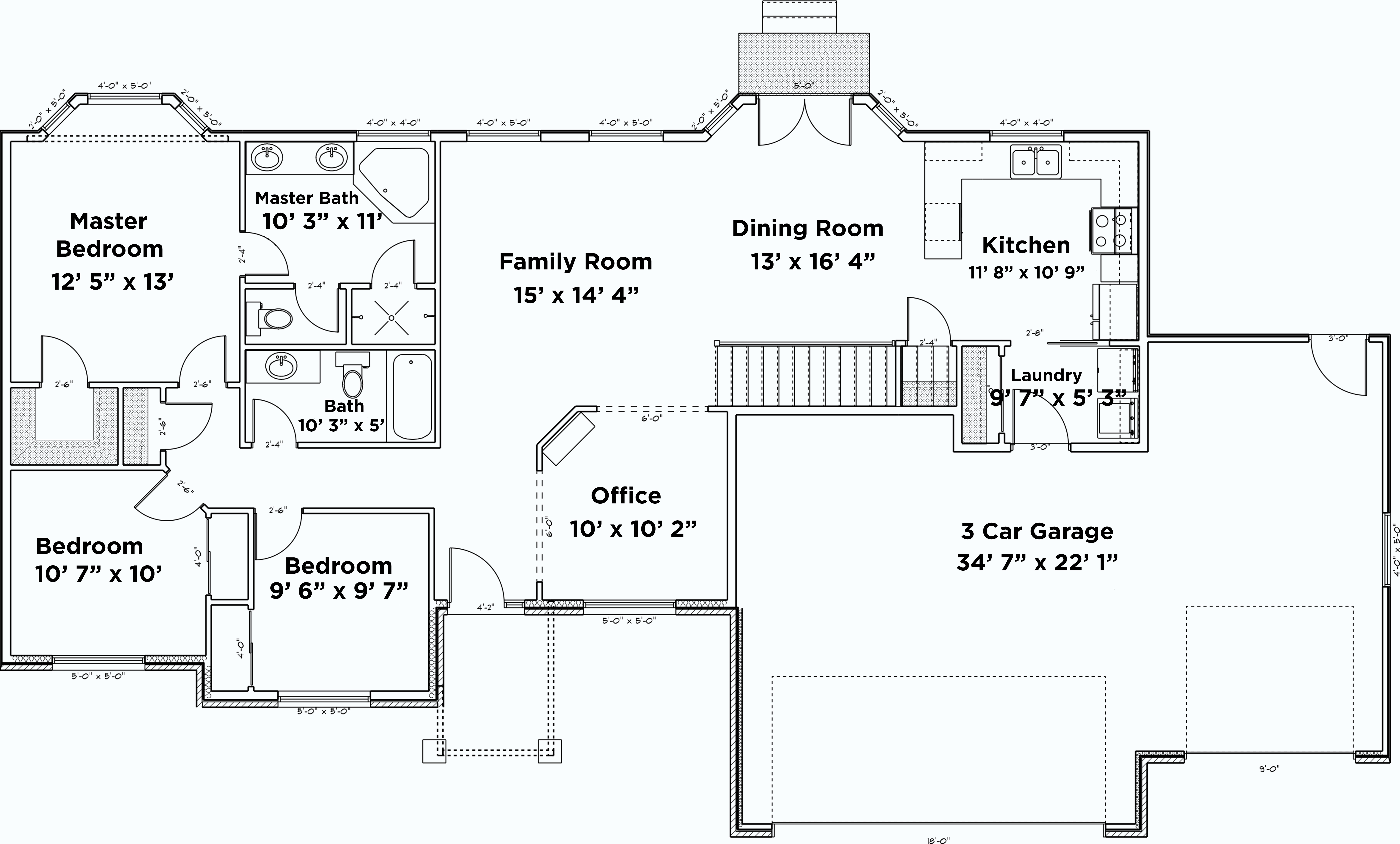 Floor Plan First Story of Traditional Plan #187-1048