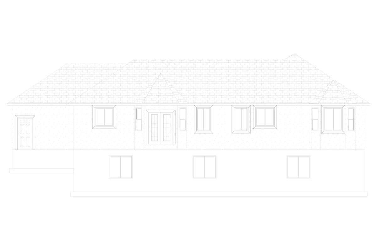 Home Plan Rear Elevation of this 3-Bedroom,1555 Sq Ft Plan -187-1048