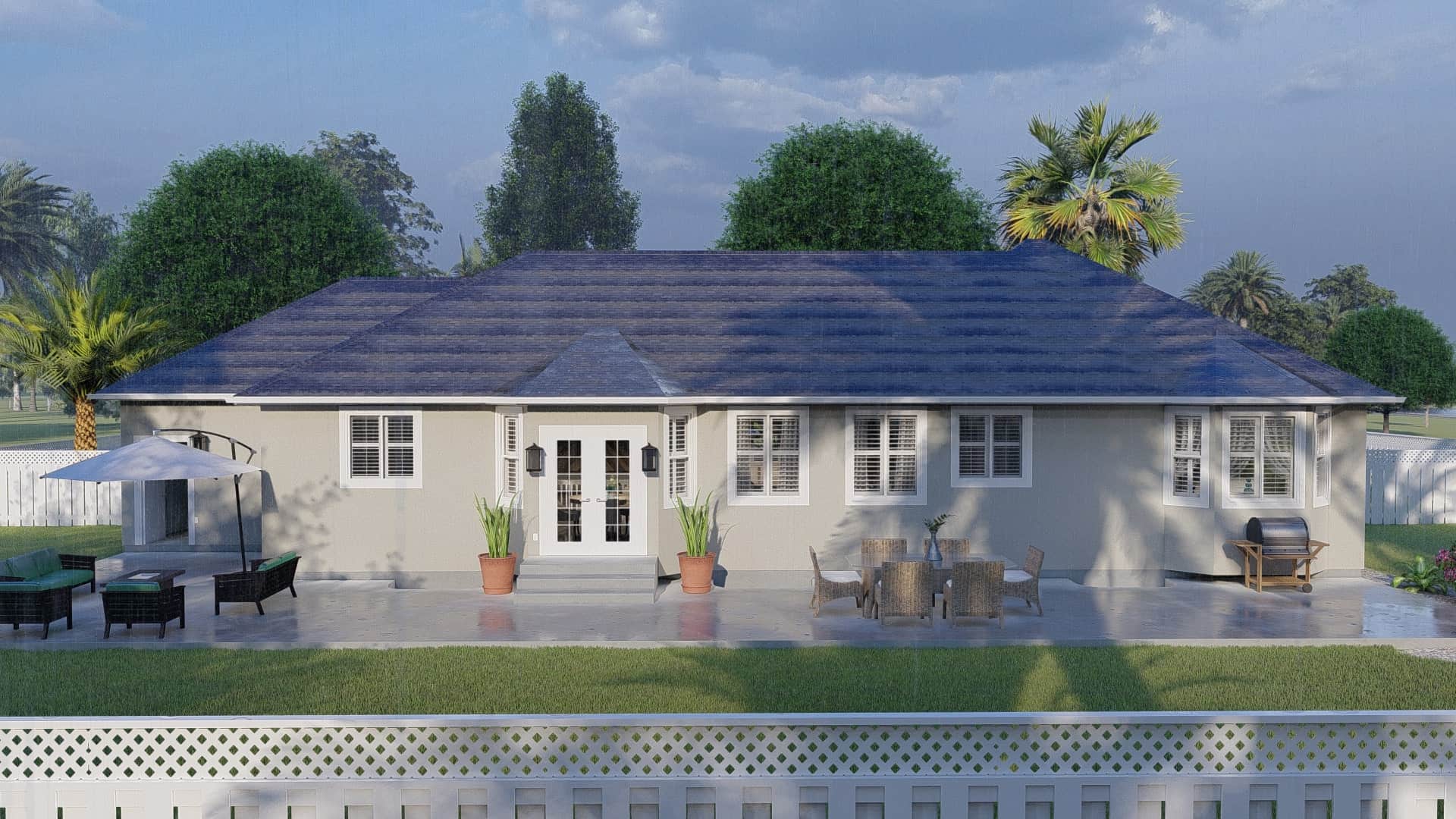 Rear View of this 3-Bedroom, 1555 Sq Ft Plan - 187-1048