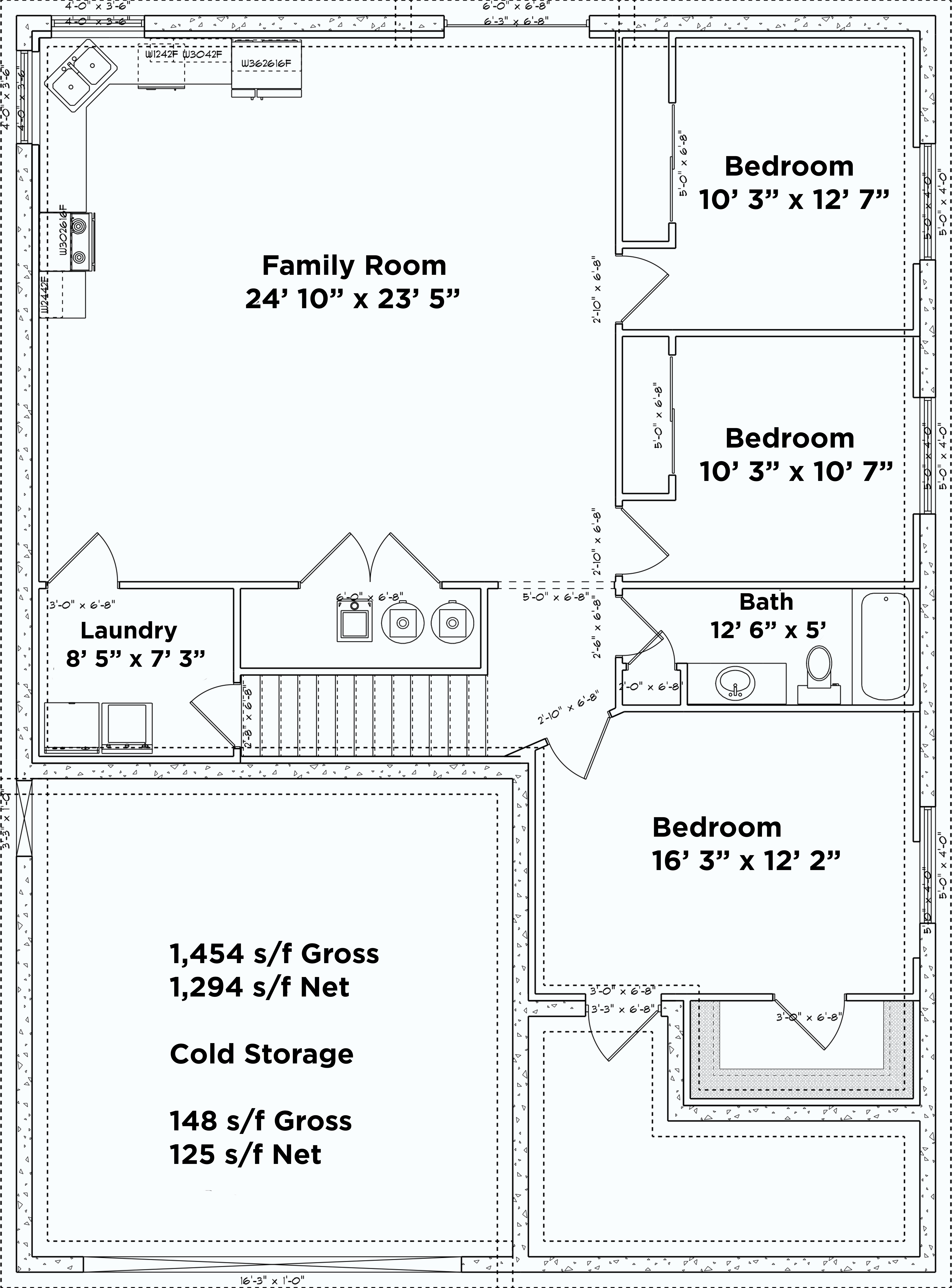 Floor Plan Basement of Craftsman Plan #187-1055