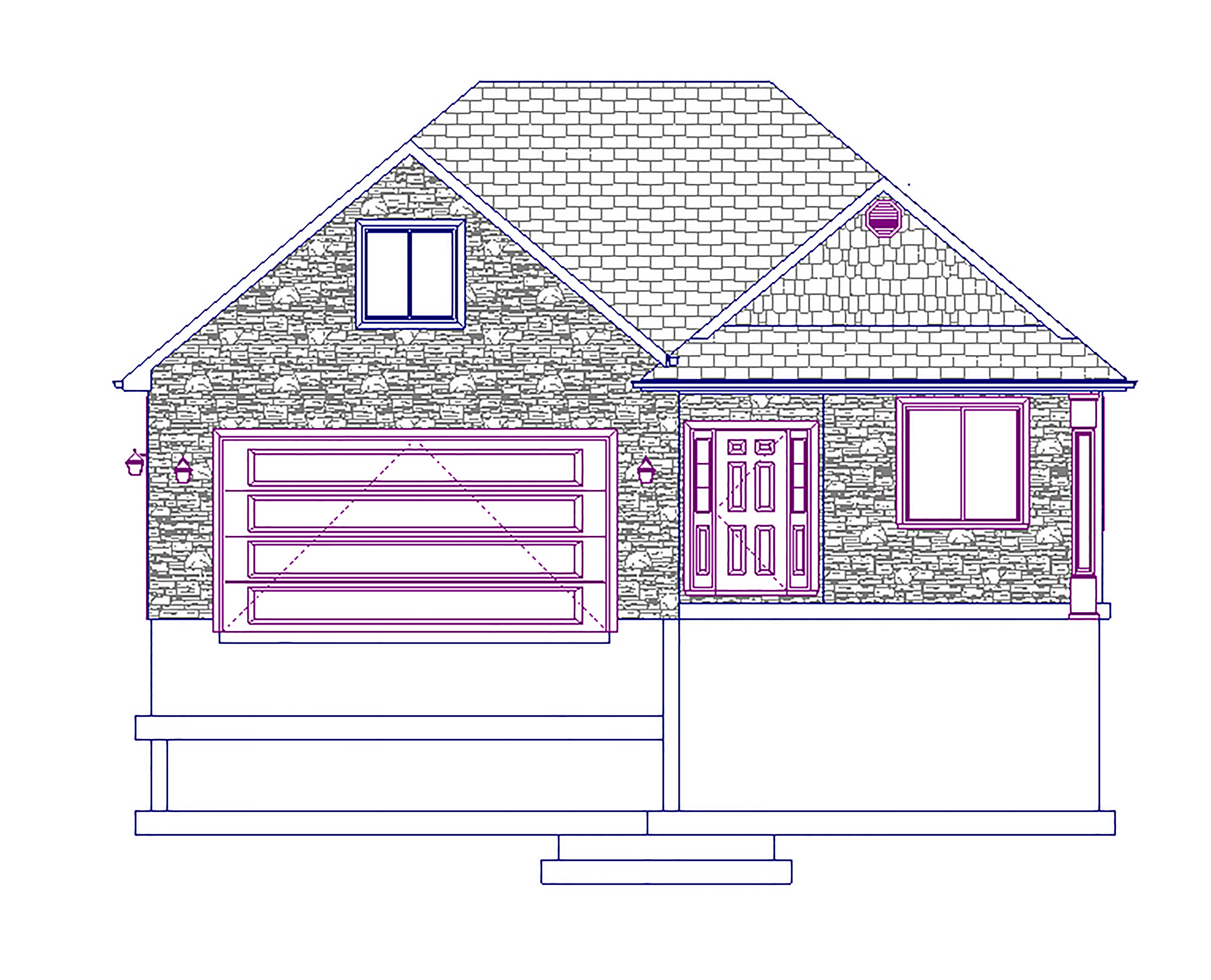 Home Plan Front Elevation of this 5-Bedroom,1875 Sq Ft Plan -187-1055