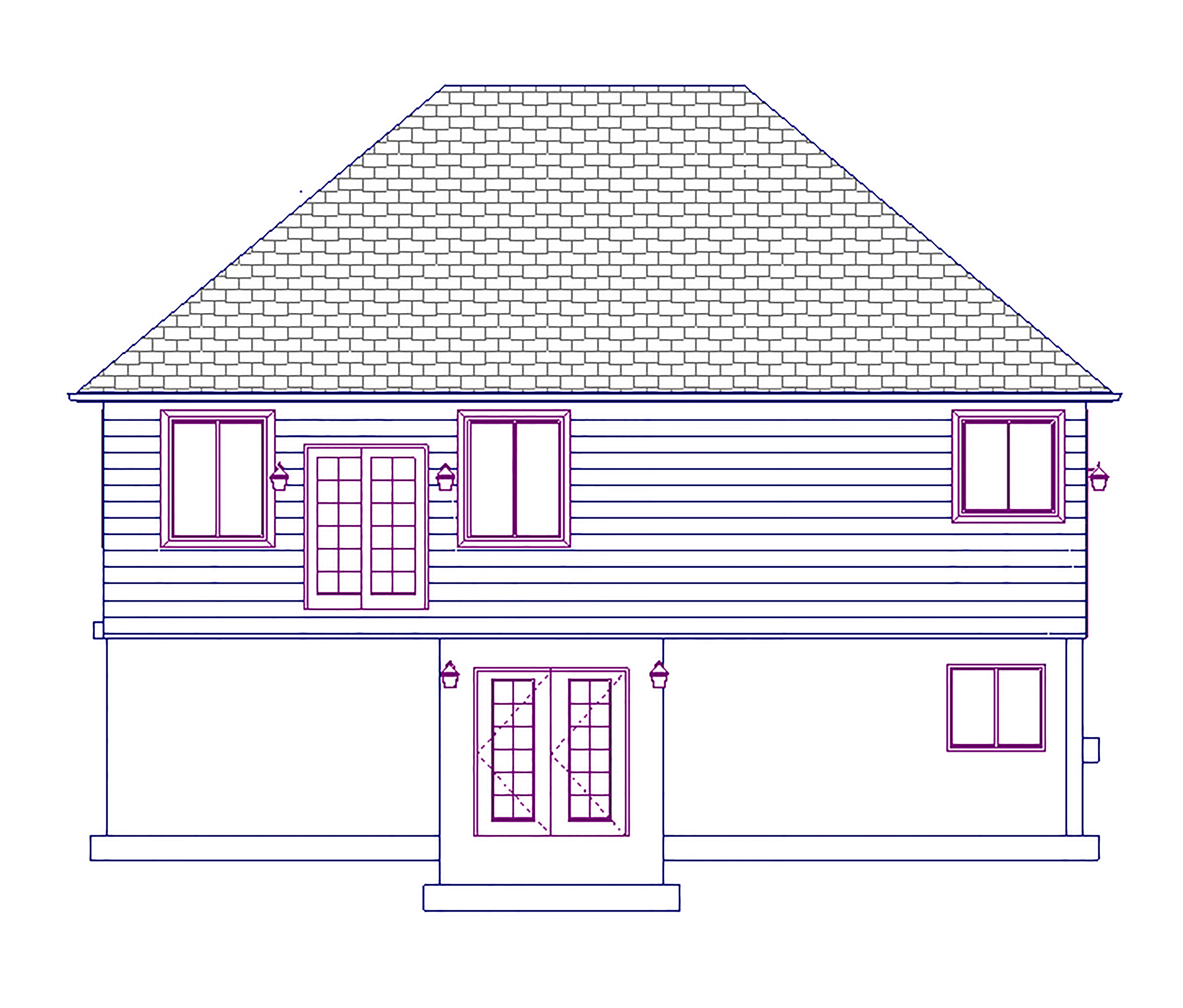 Home Plan Rear Elevation of this 5-Bedroom,1875 Sq Ft Plan -187-1055