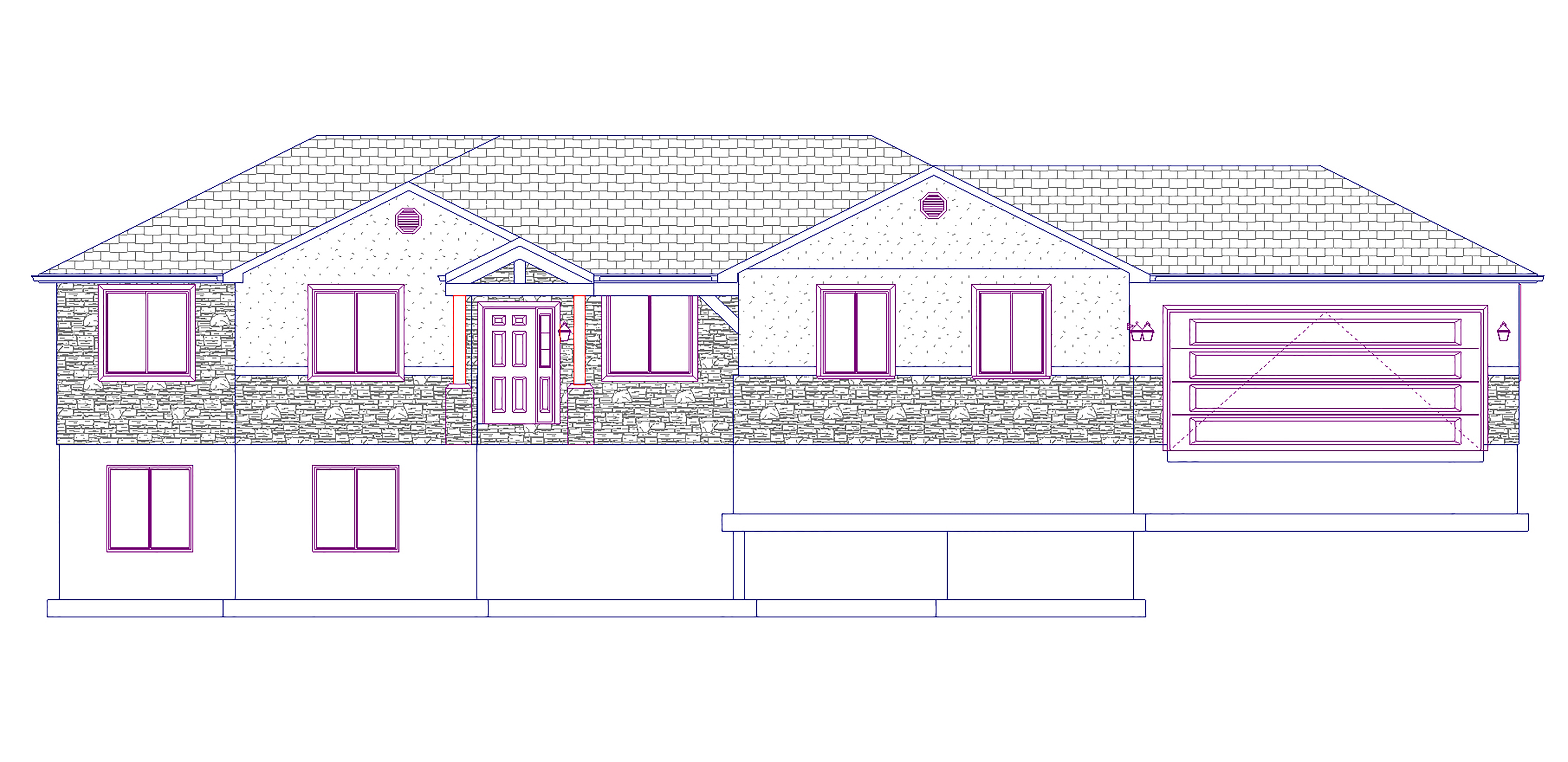 Home Plan Front Elevation of this 6-Bedroom,1595 Sq Ft Plan -187-1069