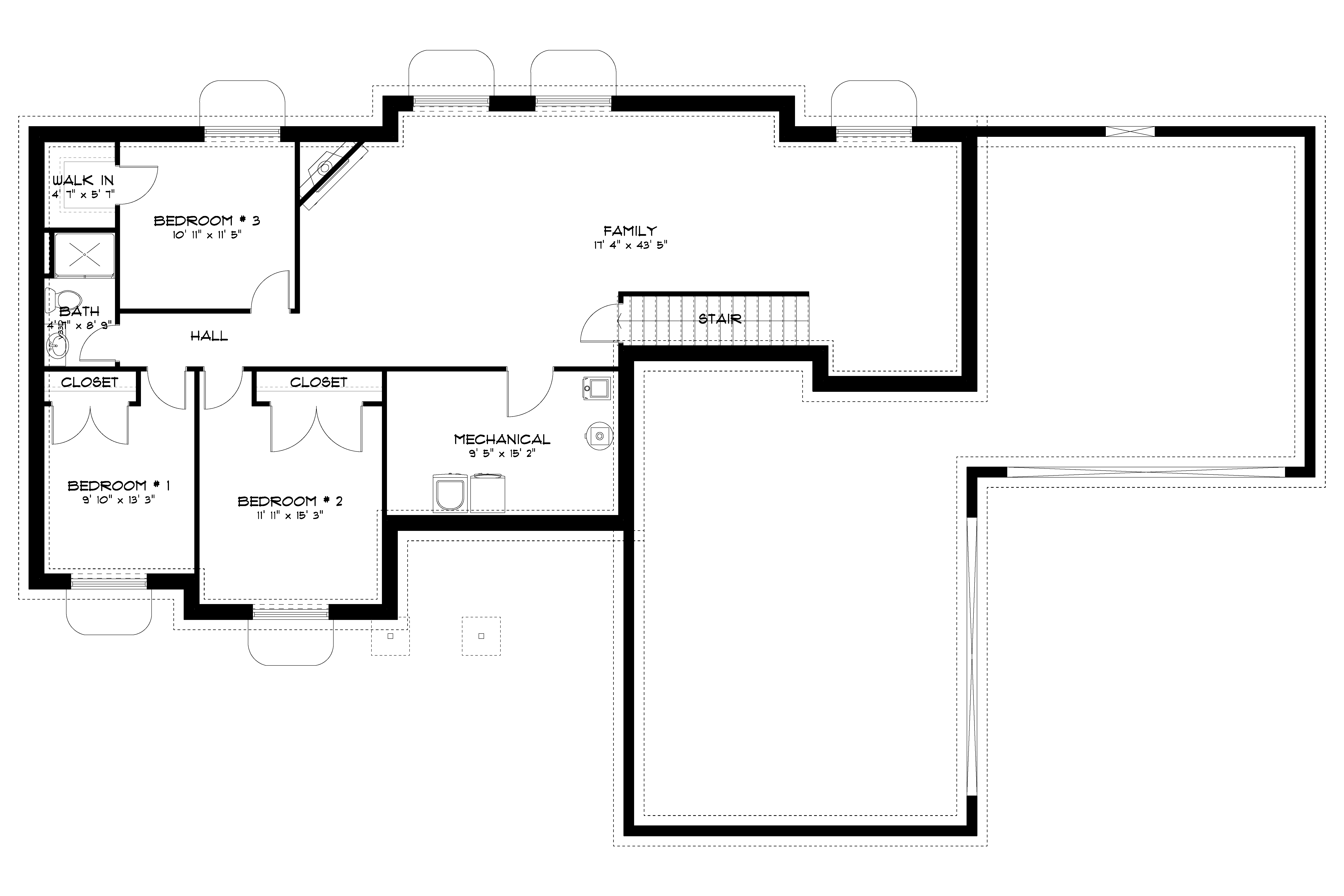 Floor Plan Basement of Traditional Plan #187-1069