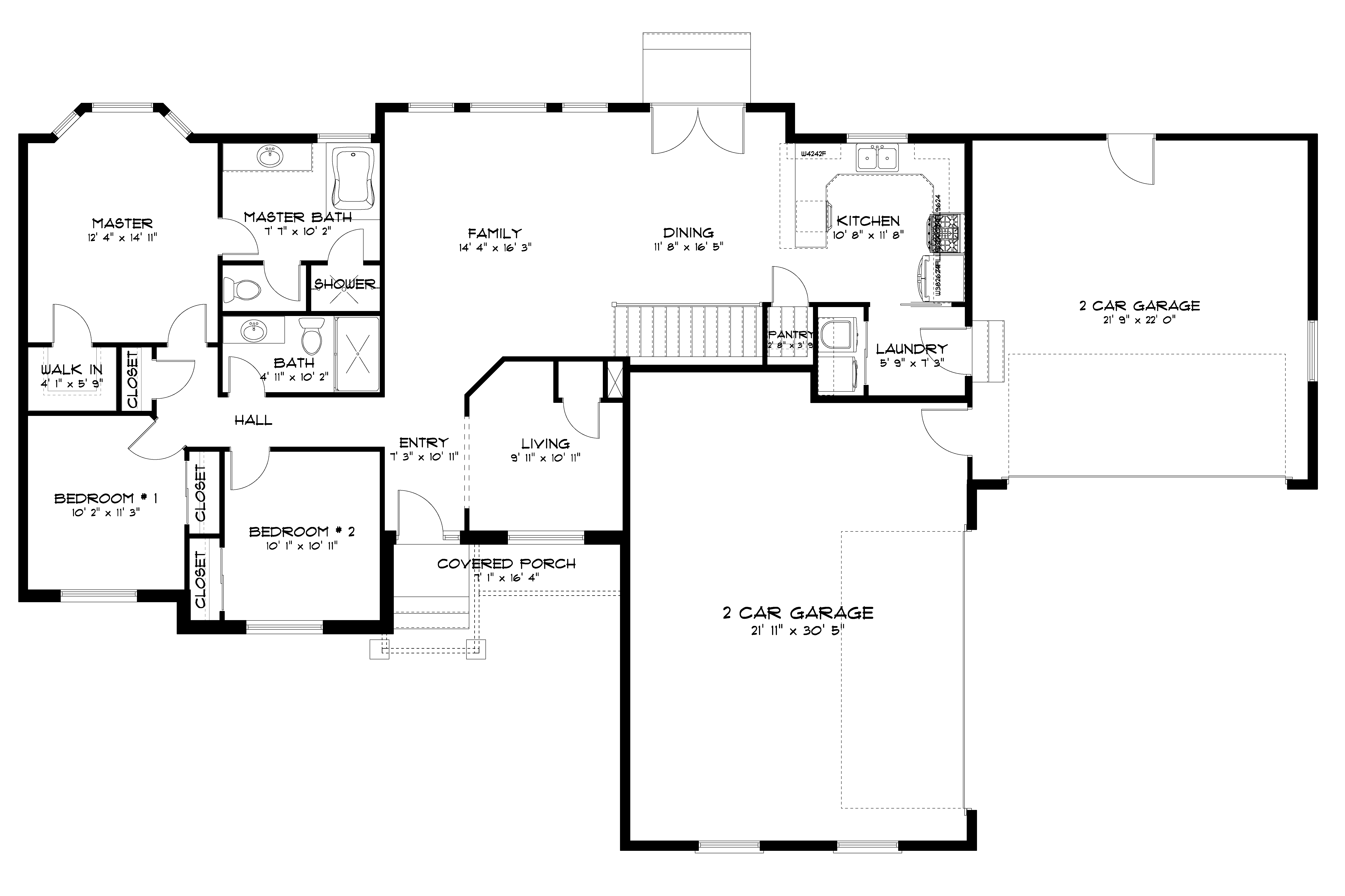 Floor Plan First Story of Traditional Plan #187-1069