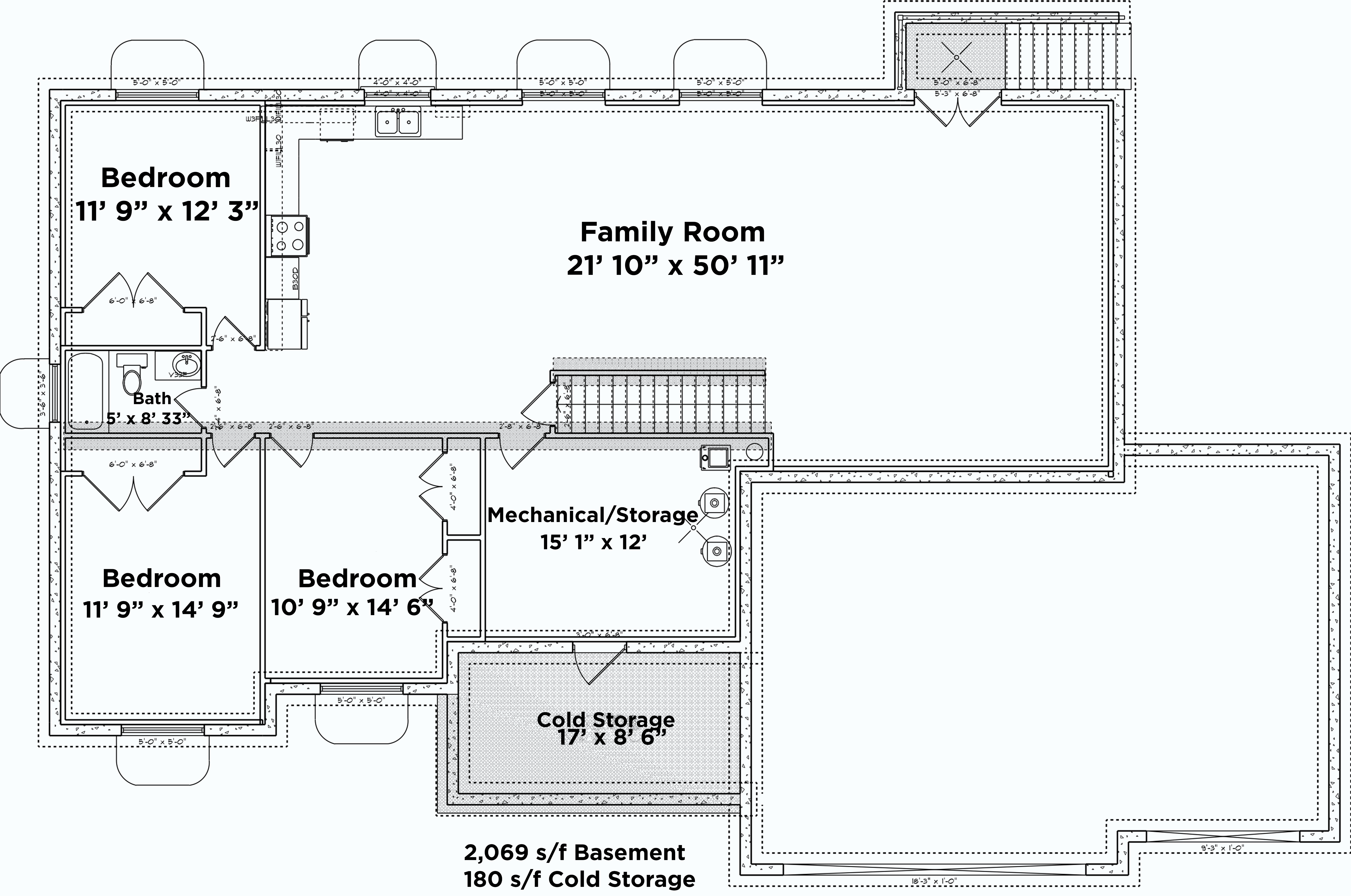 Floor Plan Basement of Traditional Plan #187-1072