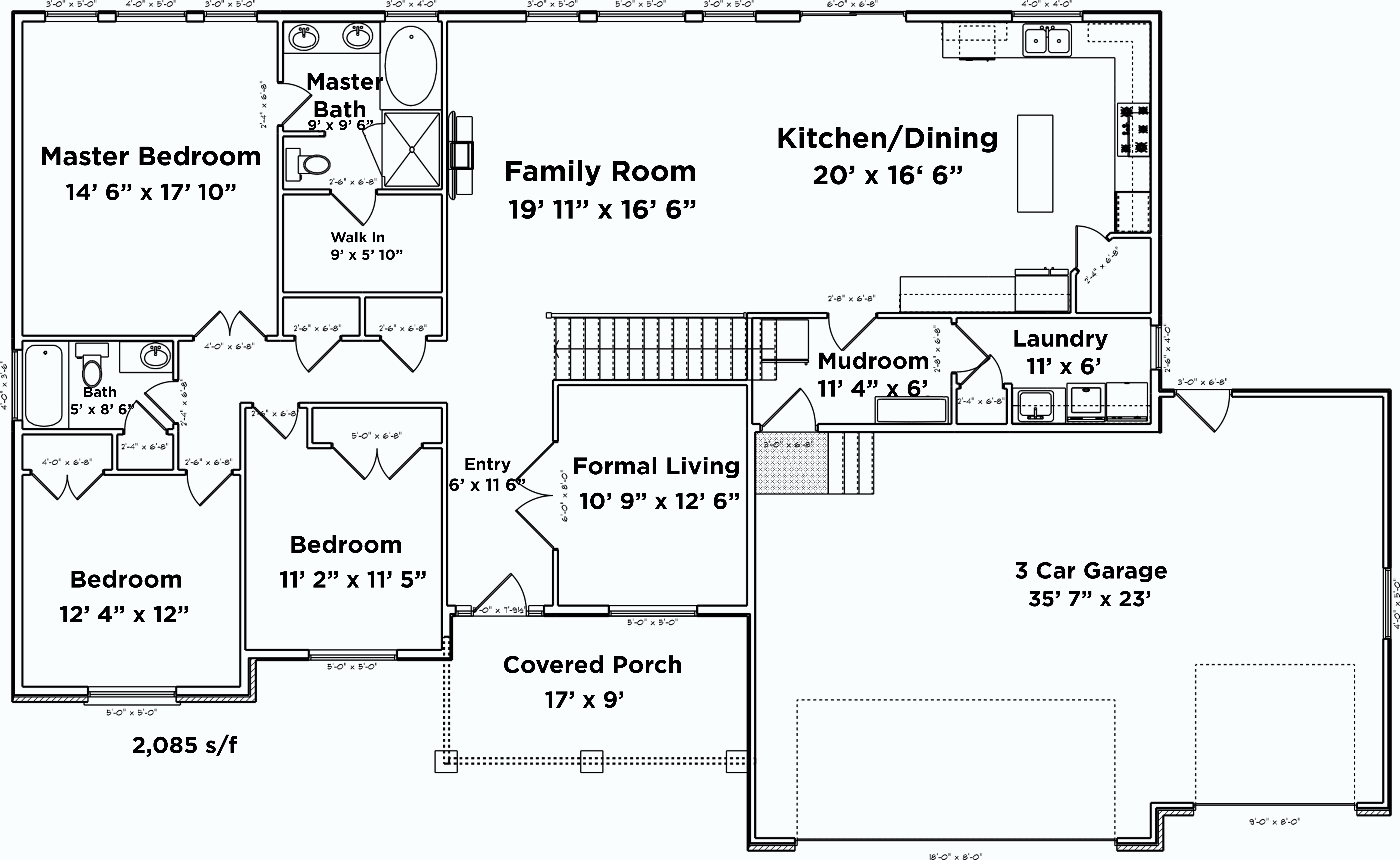 Floor Plan First Story of Traditional Plan #187-1072