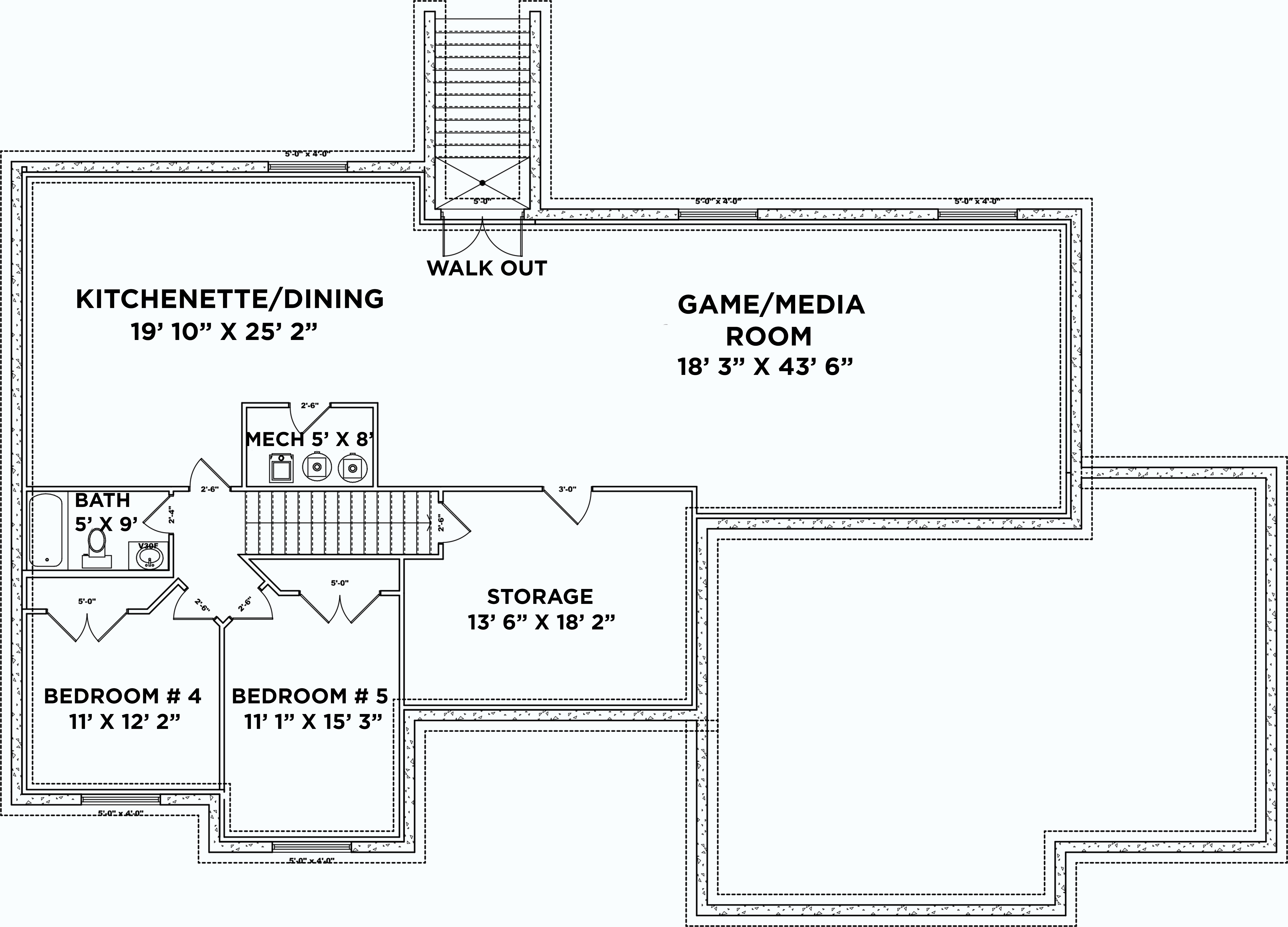 Floor Plan Basement of Traditional Plan #187-1075