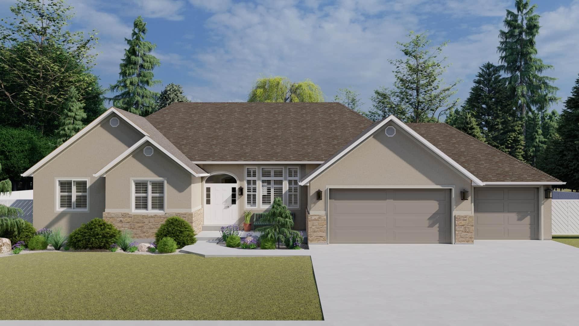 Front View of this 3-Bedroom, 2199 Sq Ft Plan - 187-1075