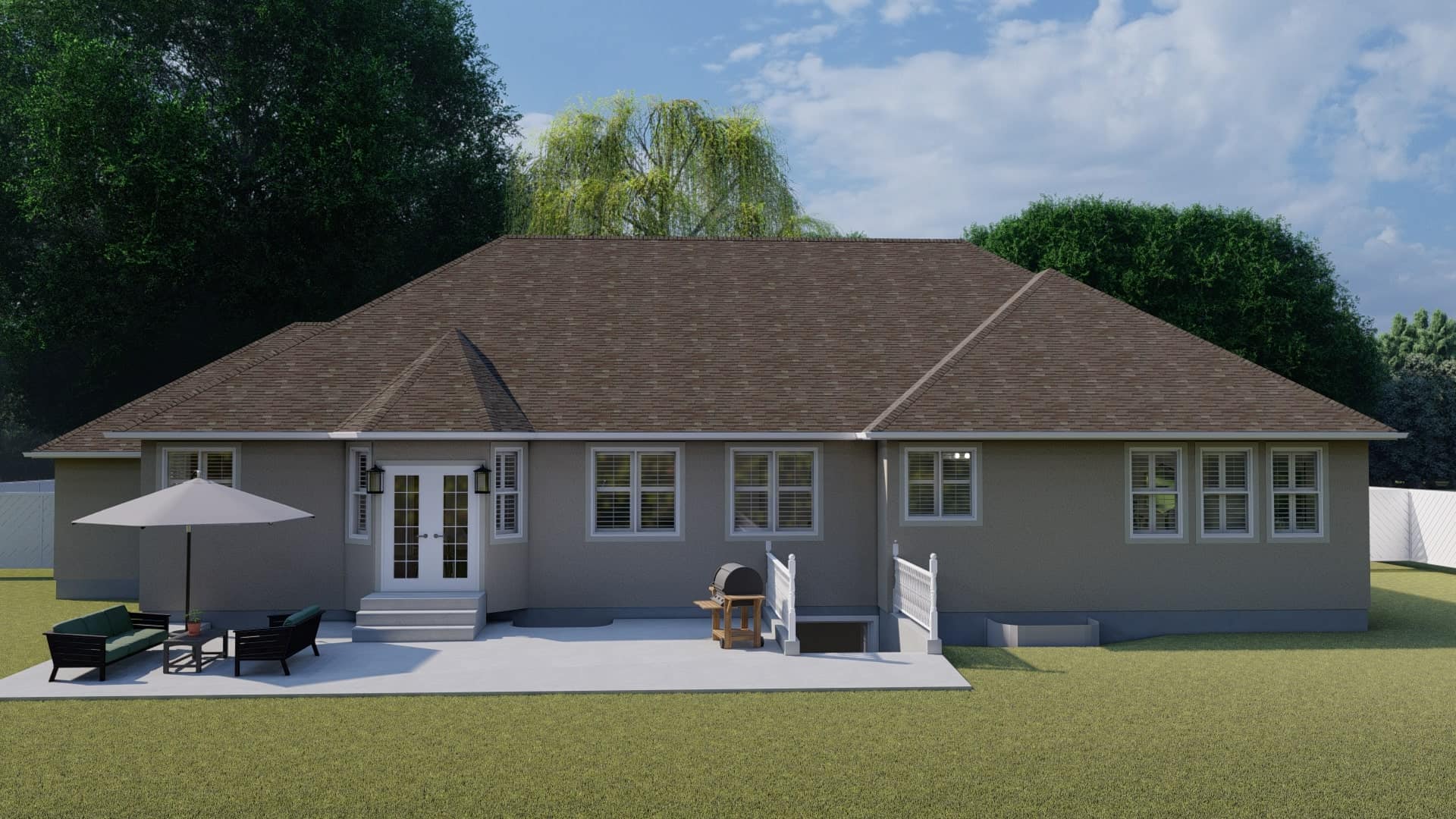 Rear View of this 3-Bedroom, 2199 Sq Ft Plan - 187-1075