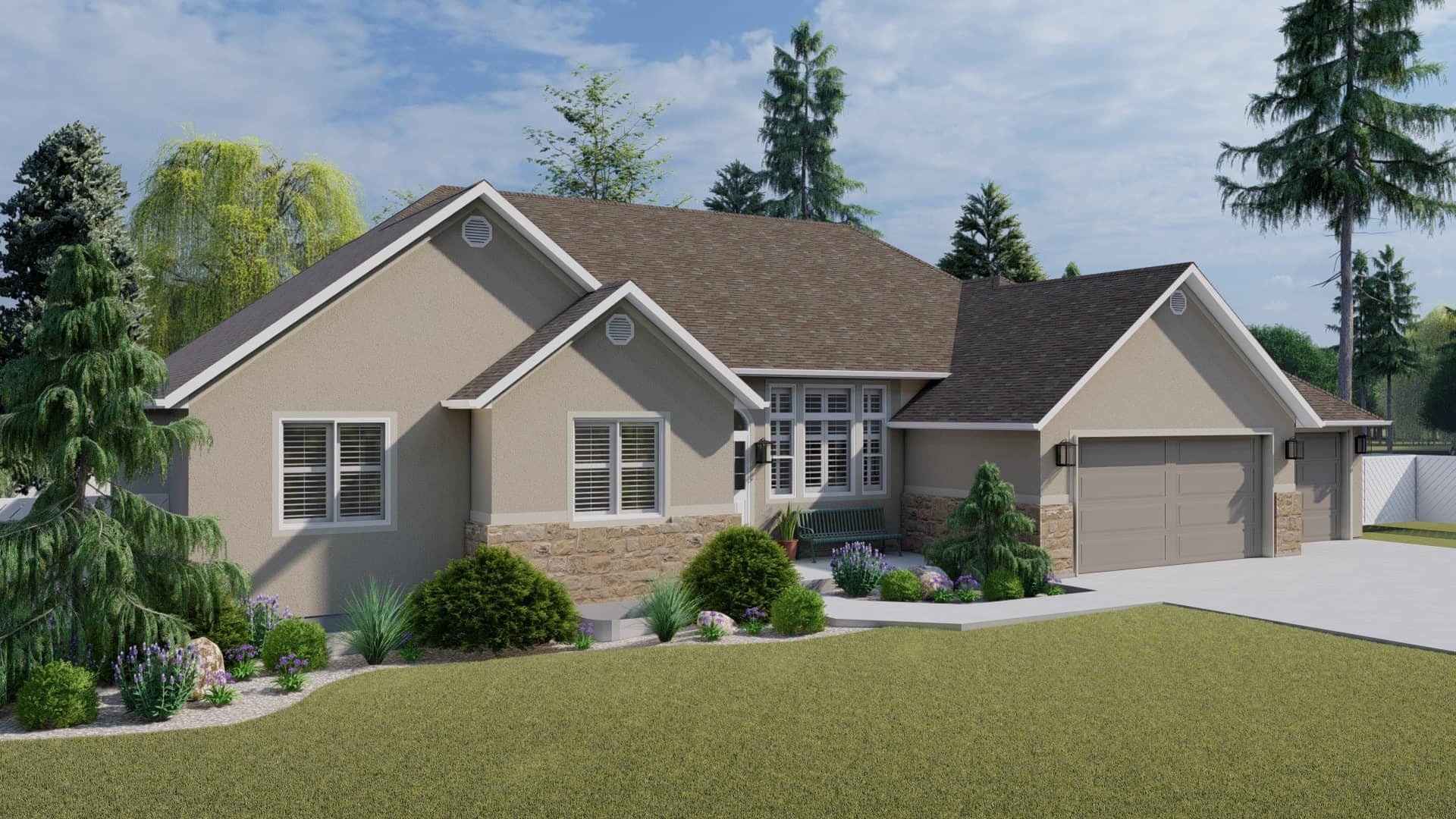 Left Side View of this 3-Bedroom, 2199 Sq Ft Plan - 187-1075
