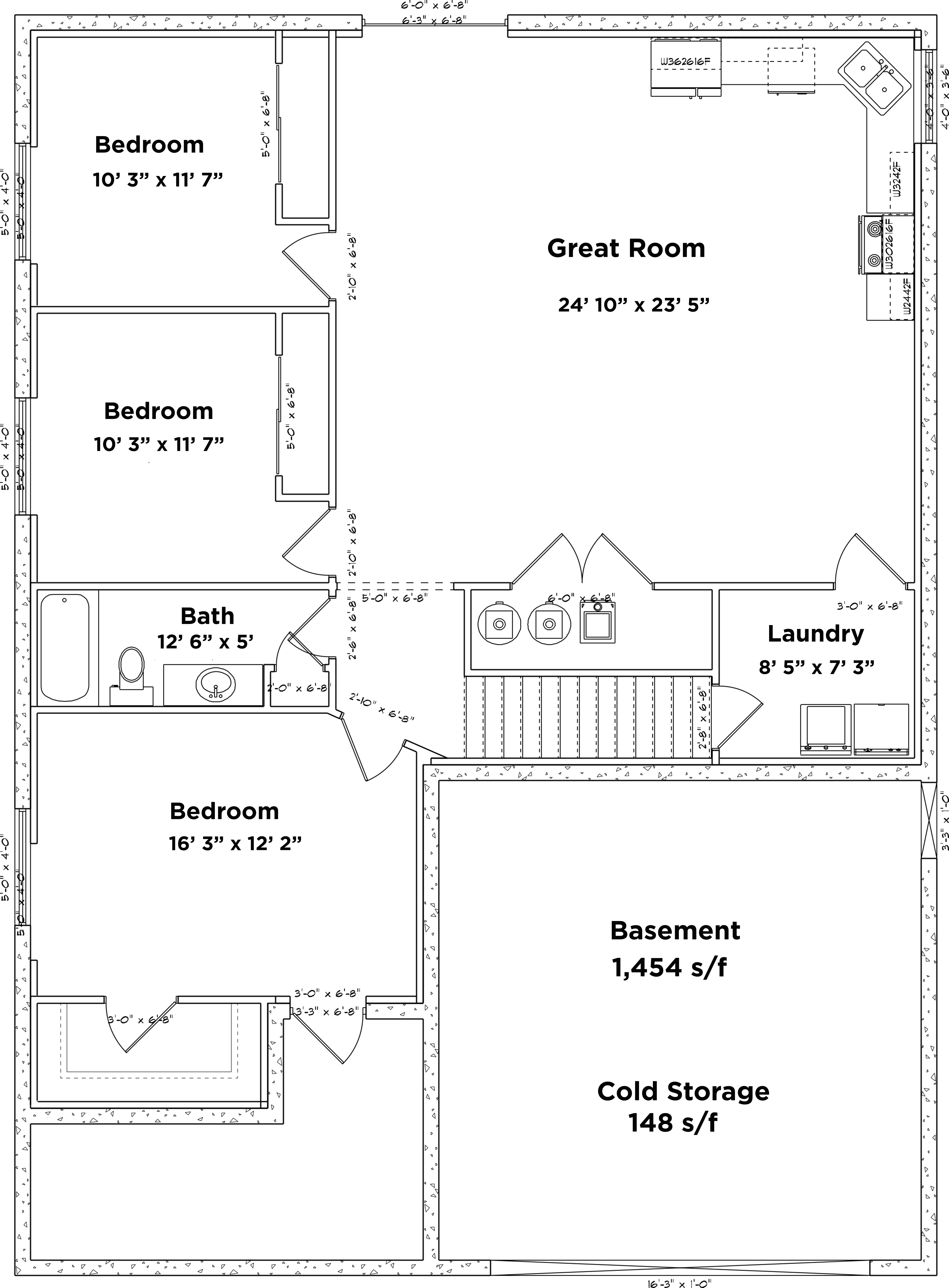 Floor Plan Basement of Traditional Plan #187-1093
