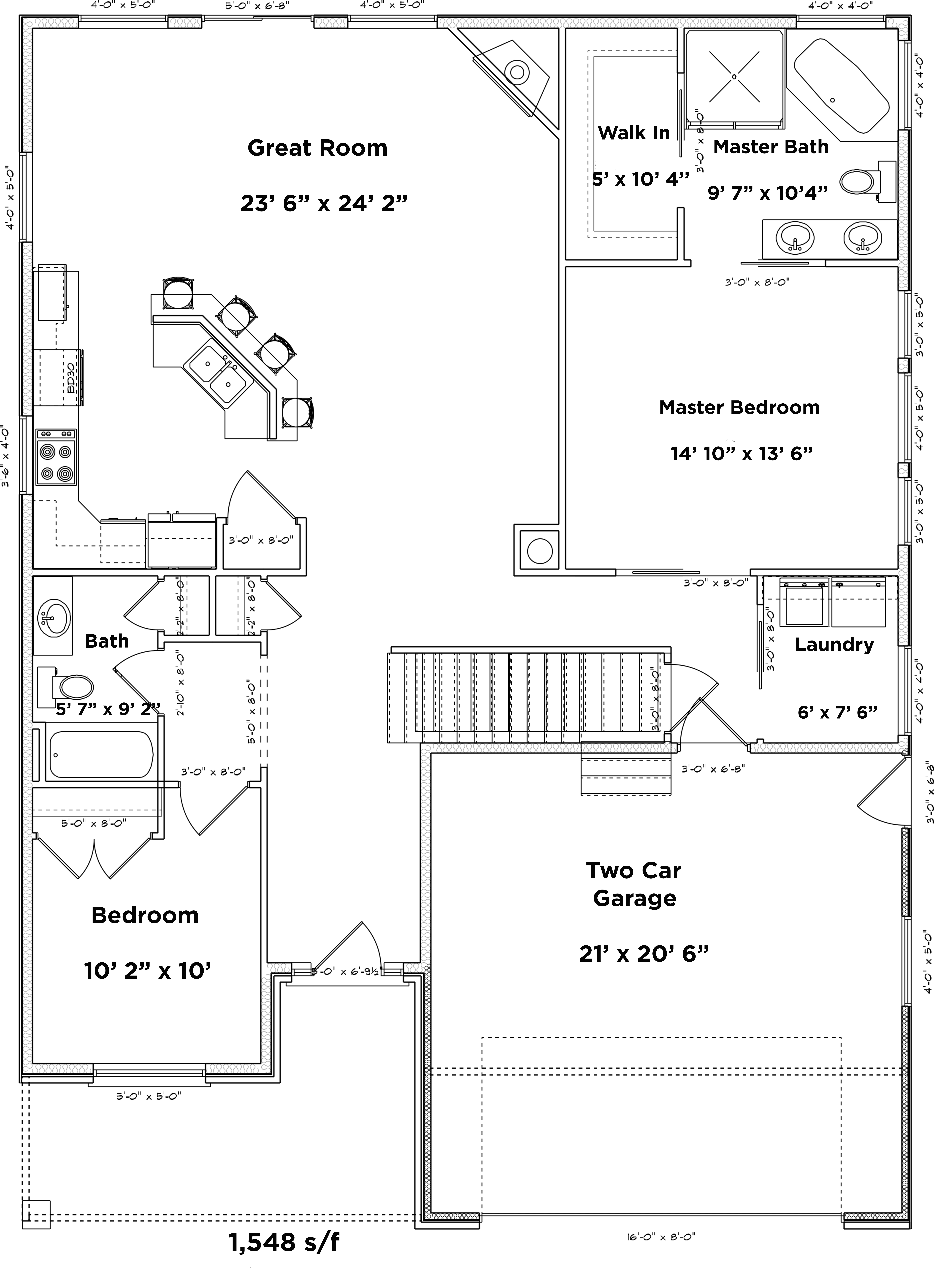 Floor Plan First Story of Traditional Plan #187-1093
