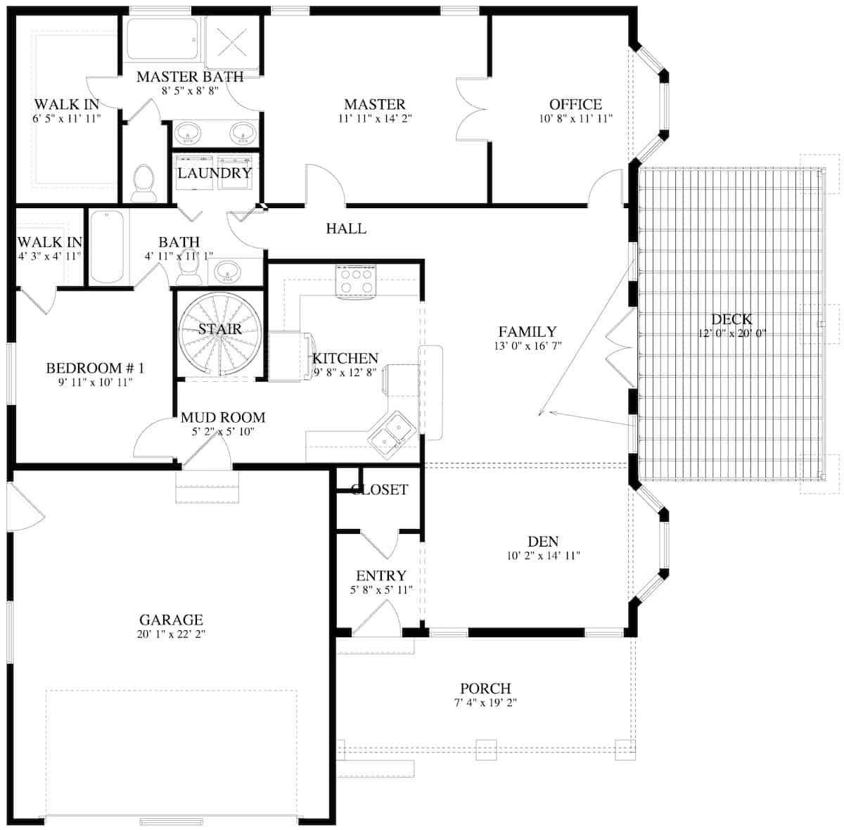 Main Level of Traditional Plan #187-1120