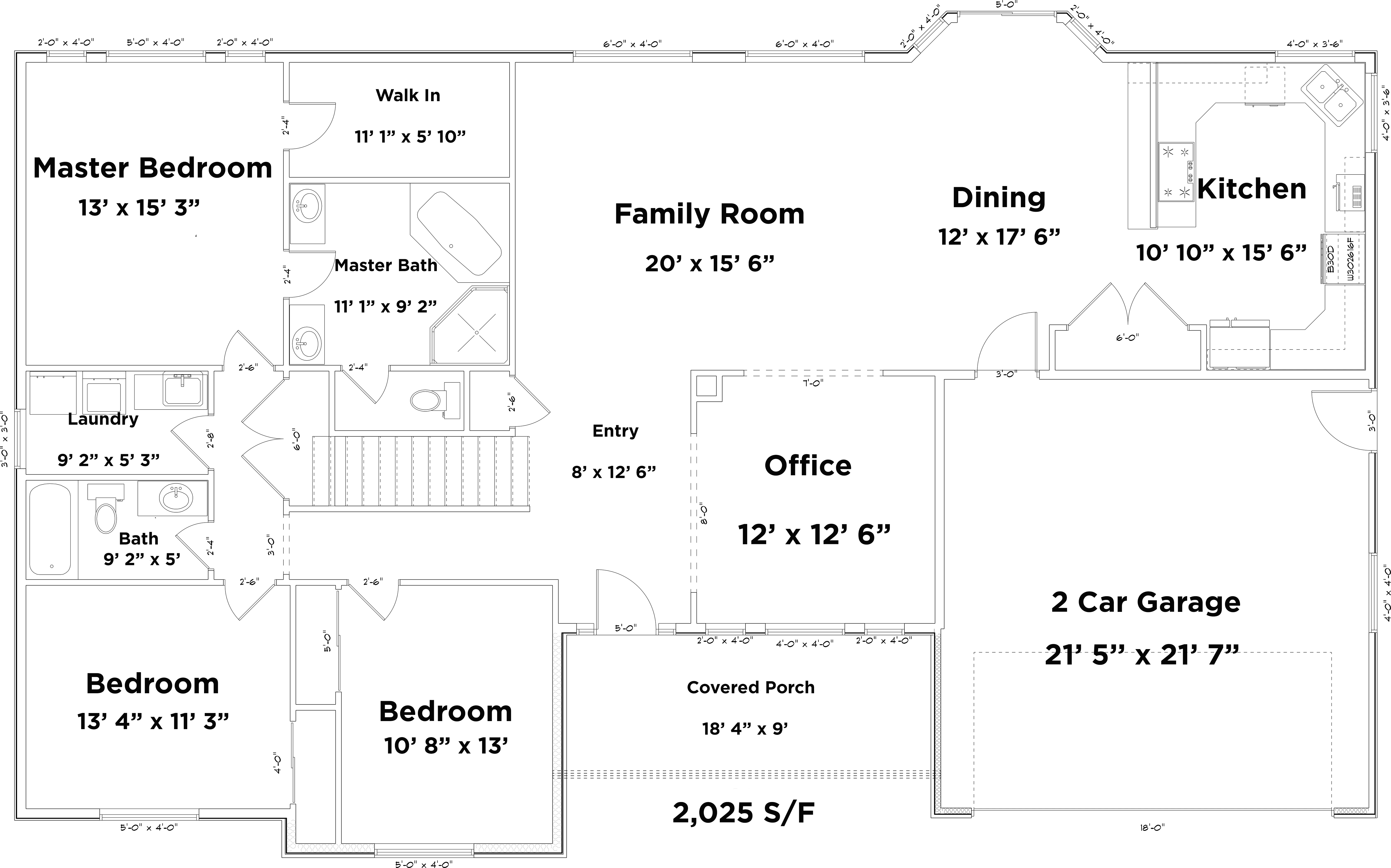 Floor Plan First Story of Traditional Plan #187-1122