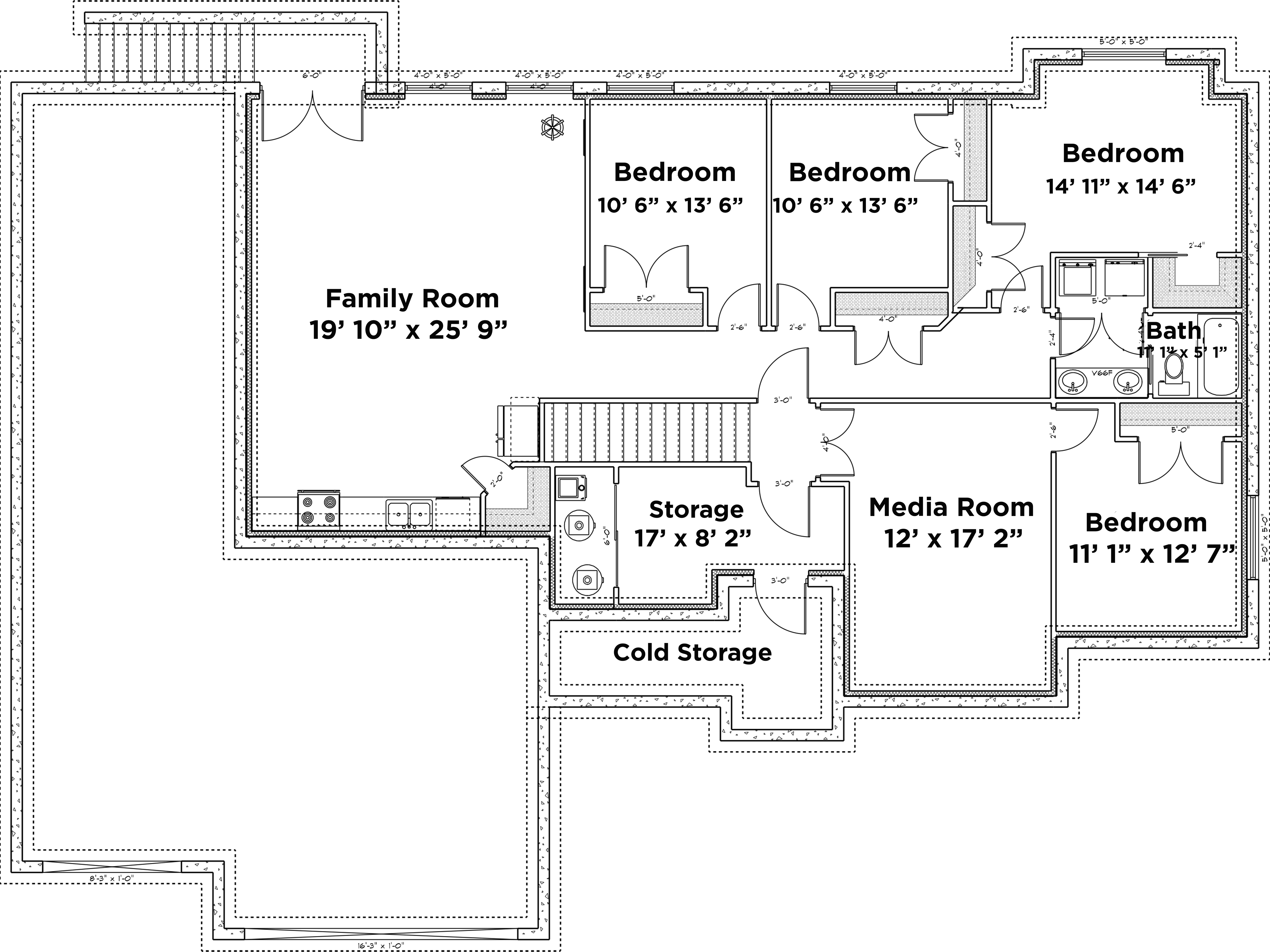 Floor Plan Basement of Traditional Plan #187-1124