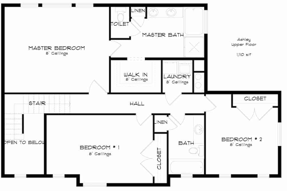 Floor Plan Upper Level of Contemporary Plan #187-1134