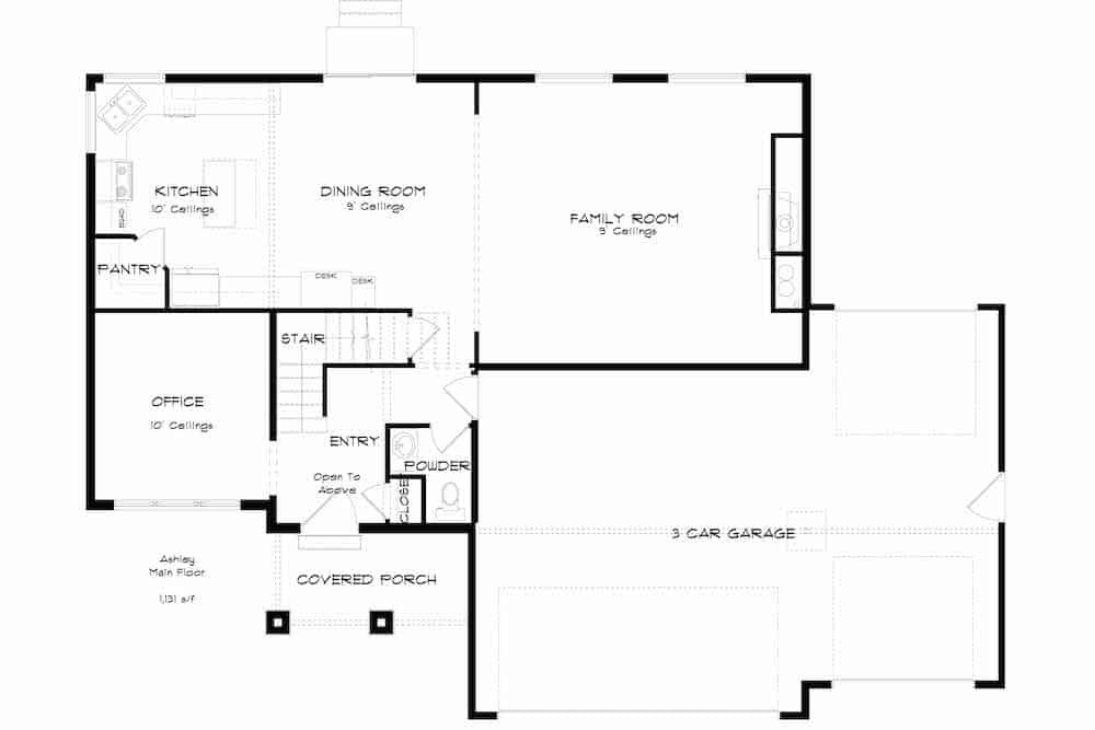 Floor Plan Main Level of Contemporary Plan #187-1134