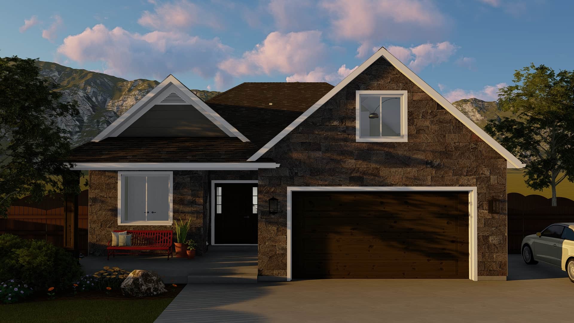 Front elevation of Ranch home (ThePlanCollection: House Plan #187-1135)