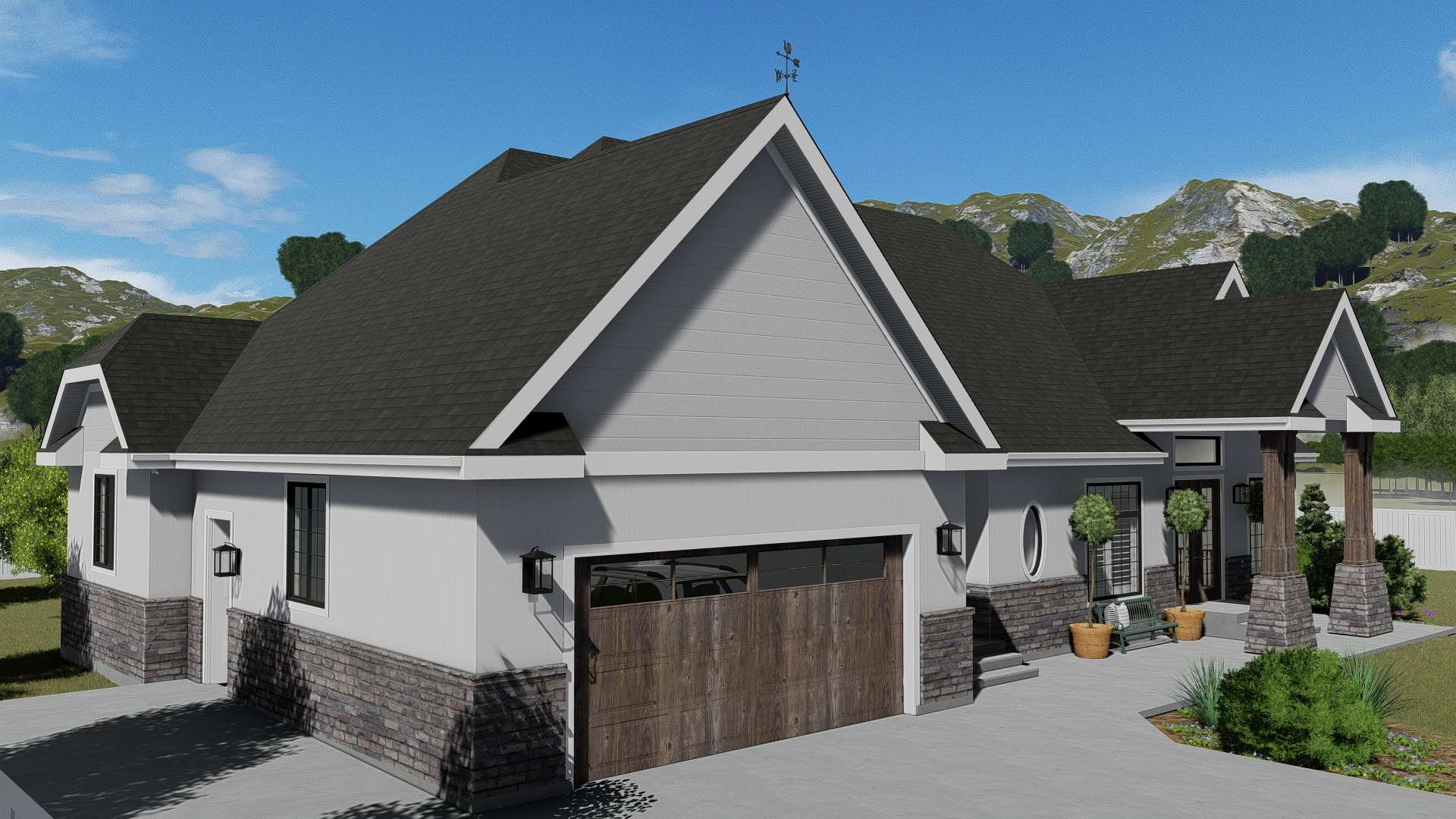 Front View of this 3-Bedroom, 2796 Sq Ft Plan - 187-1136