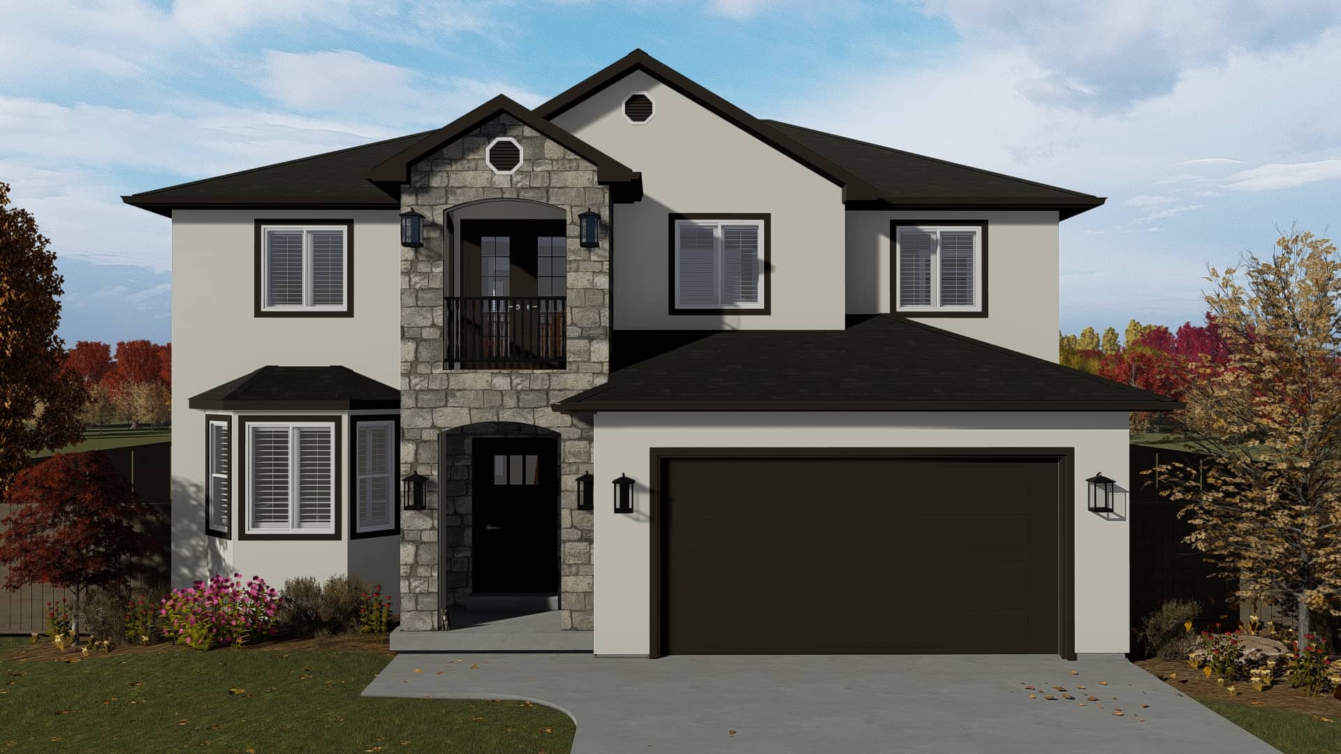 Front elevation of Contemporary home (ThePlanCollection: House Plan #187-1137)