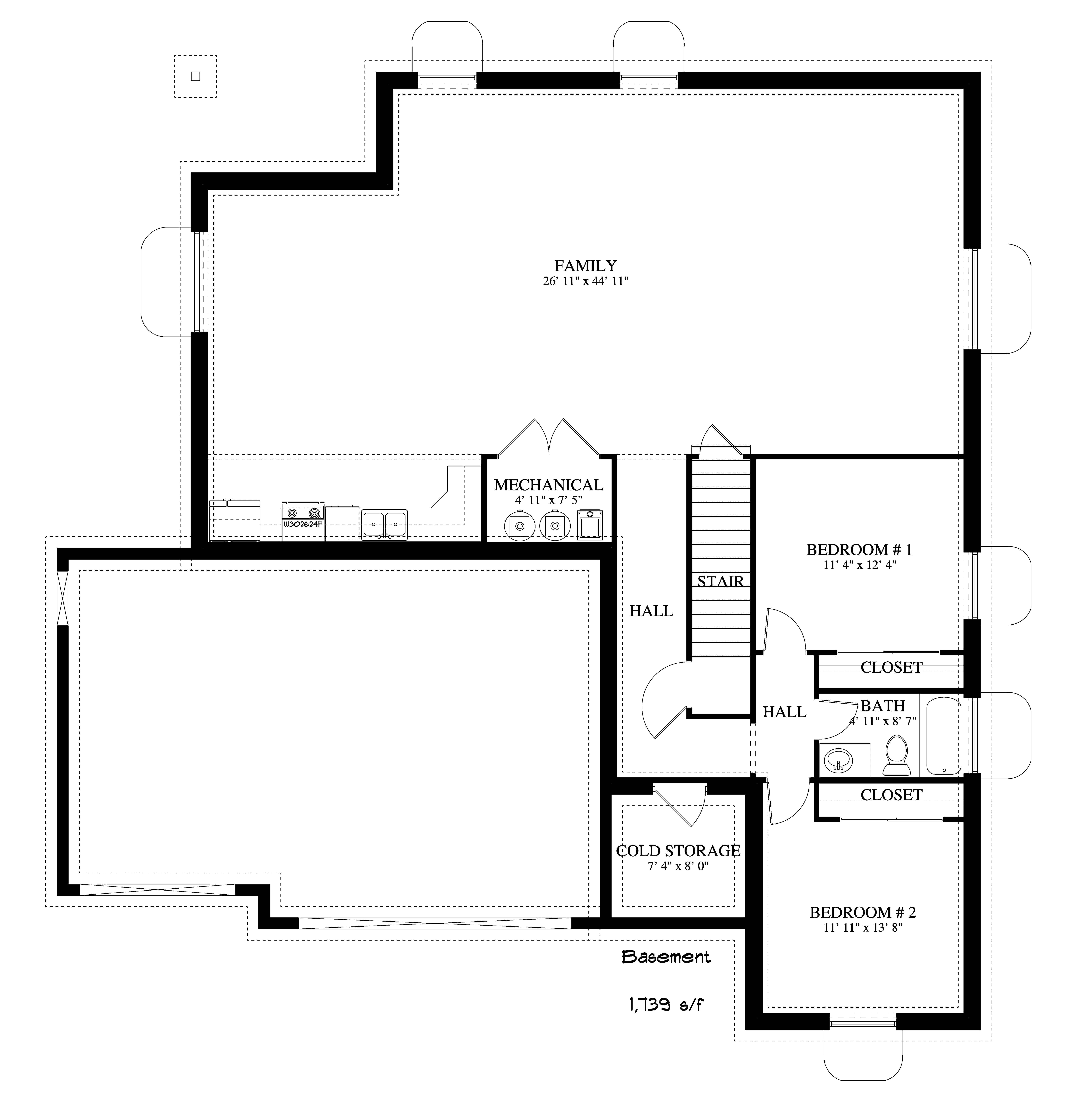 Floor Plan Basement of Rustic Plan #187-1138