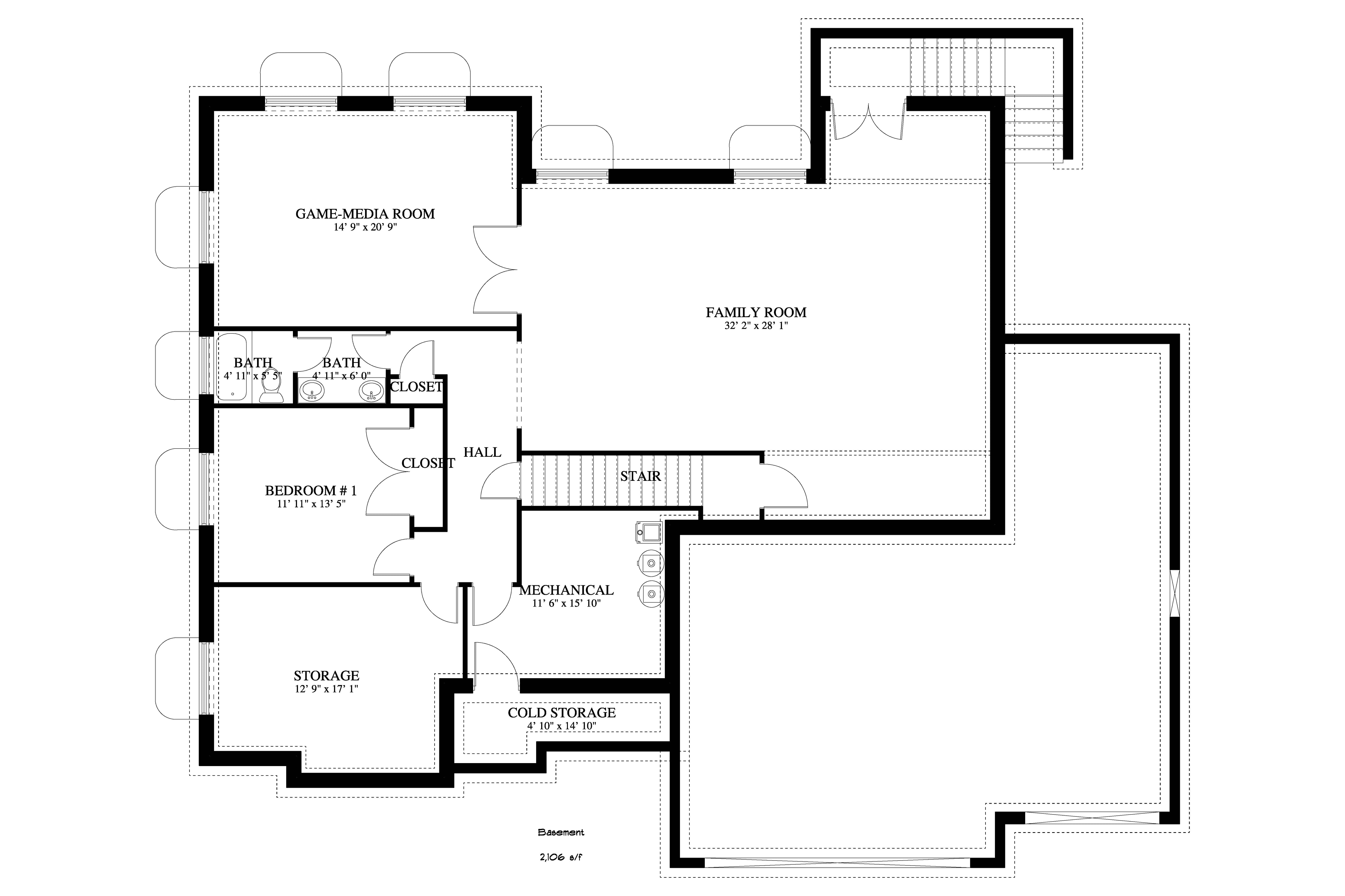 Floor Plan Daylight Basement of Ranch Plan #187-1141