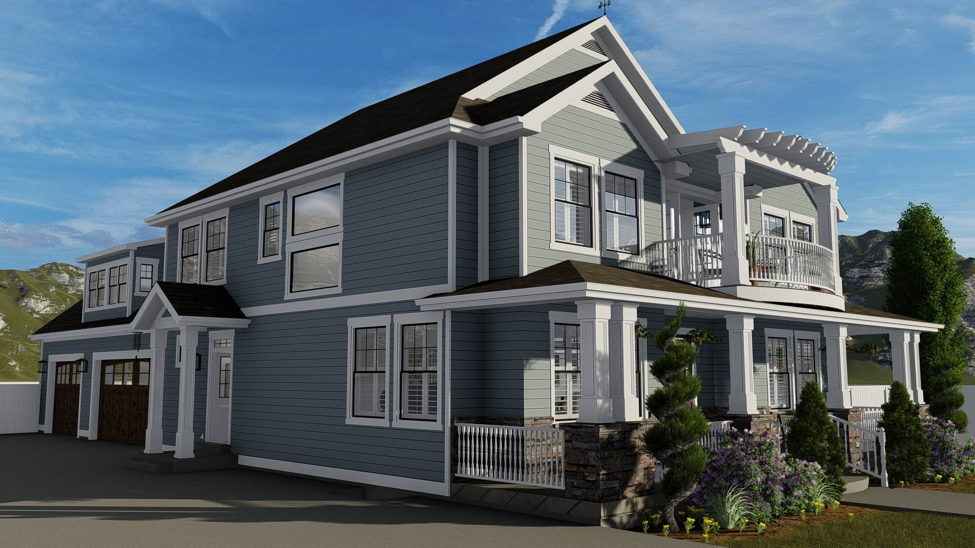 Side View of this 4-Bedroom, 3821 Sq Ft Plan - 187-1142