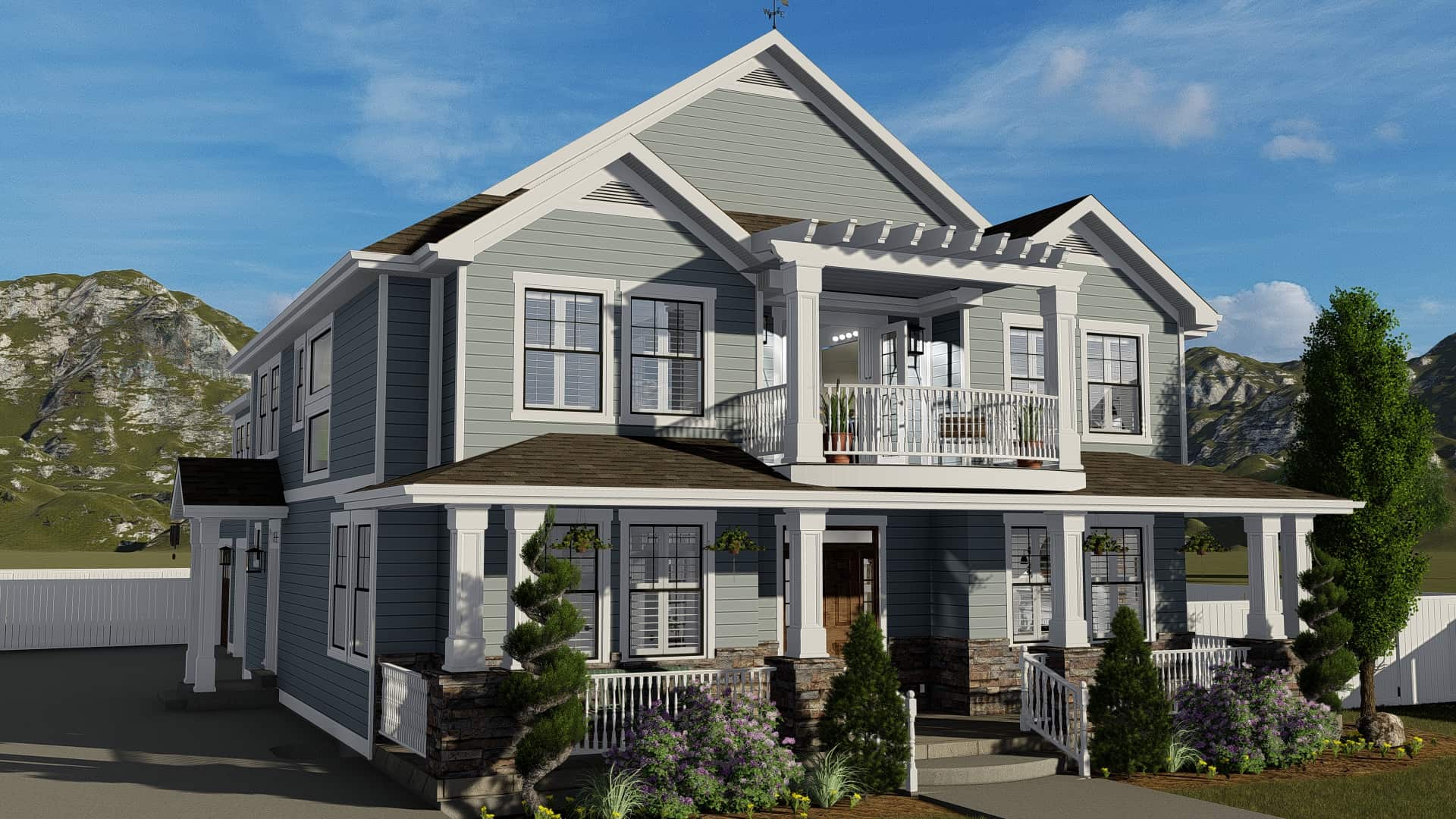Front View of this 4-Bedroom, 3821 Sq Ft Plan - 187-1142