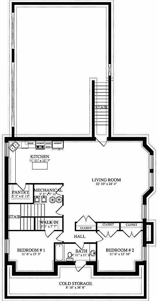 Floor Plan Basement of Craftsman Plan #187-1142