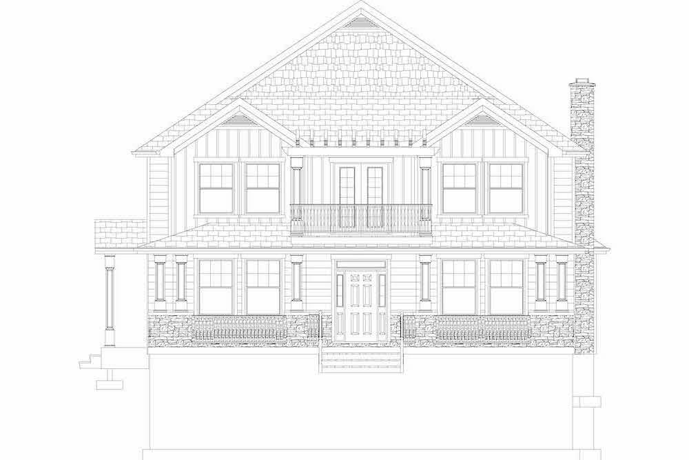 Home Plan Front Elevation of this 6-Bedroom,3821 Sq Ft Plan -187-1142