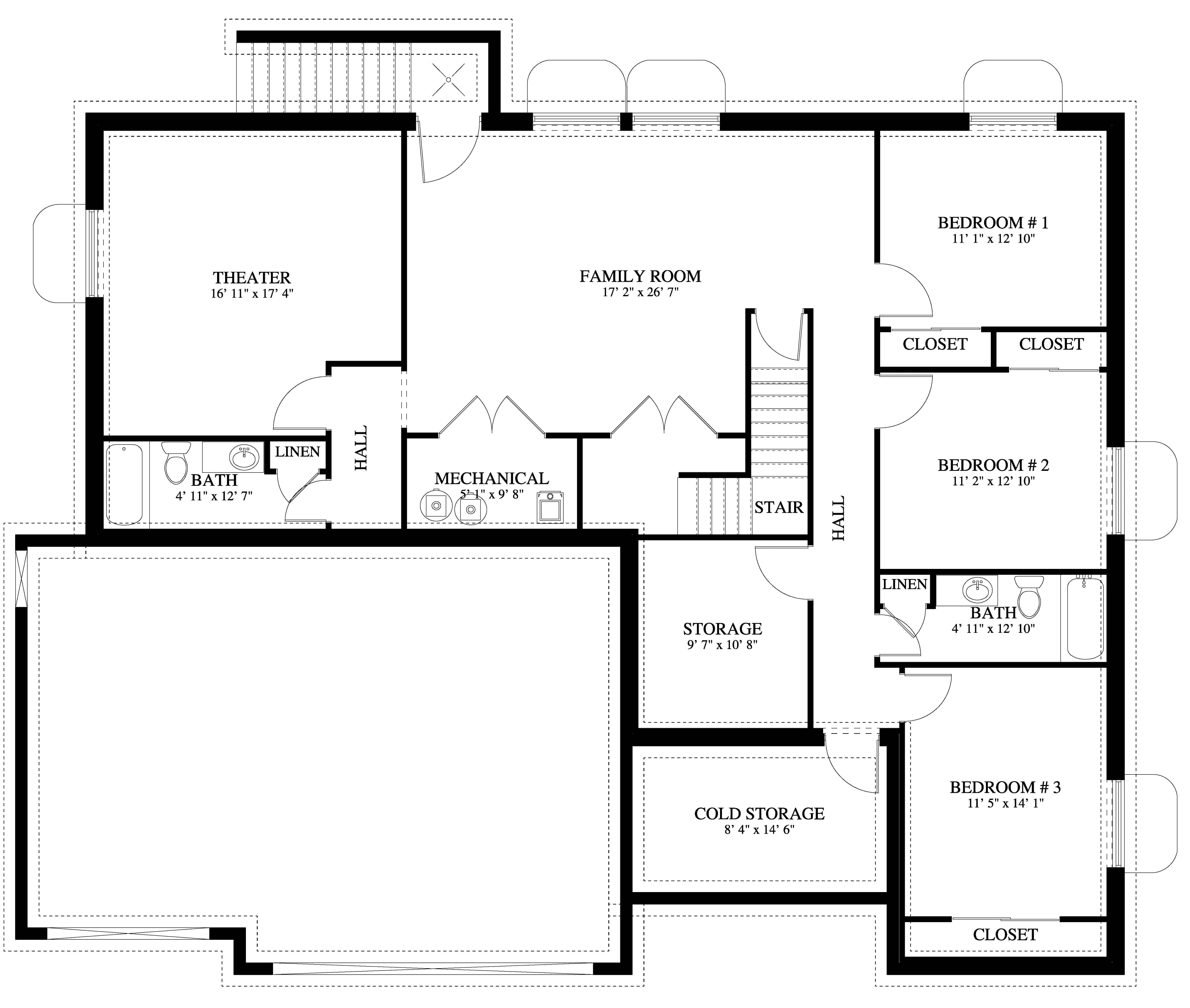 Floor Plan Basement of Farmhouse Plan #187-1143