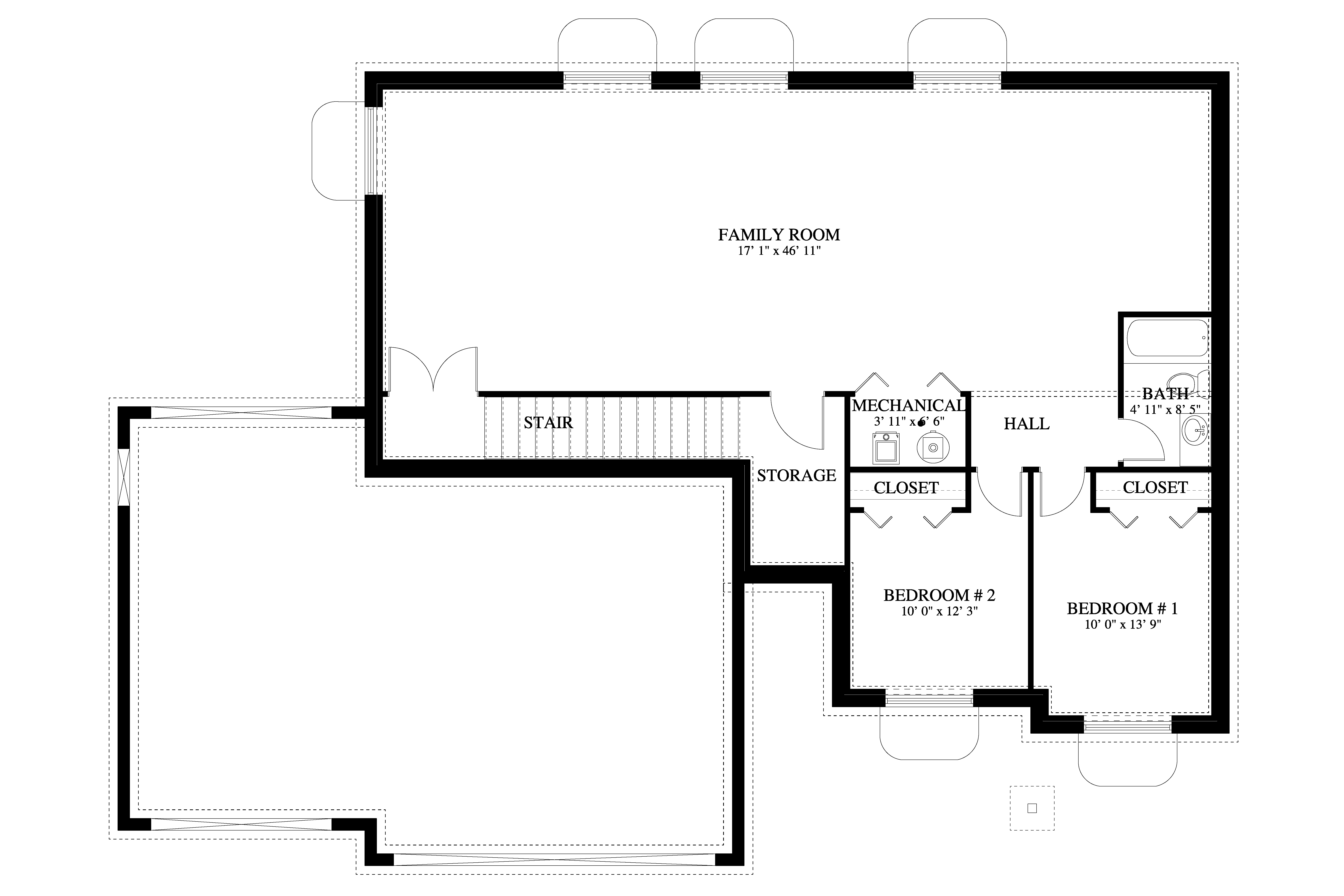 Floor Plan Basement of Craftsman Plan #187-1145