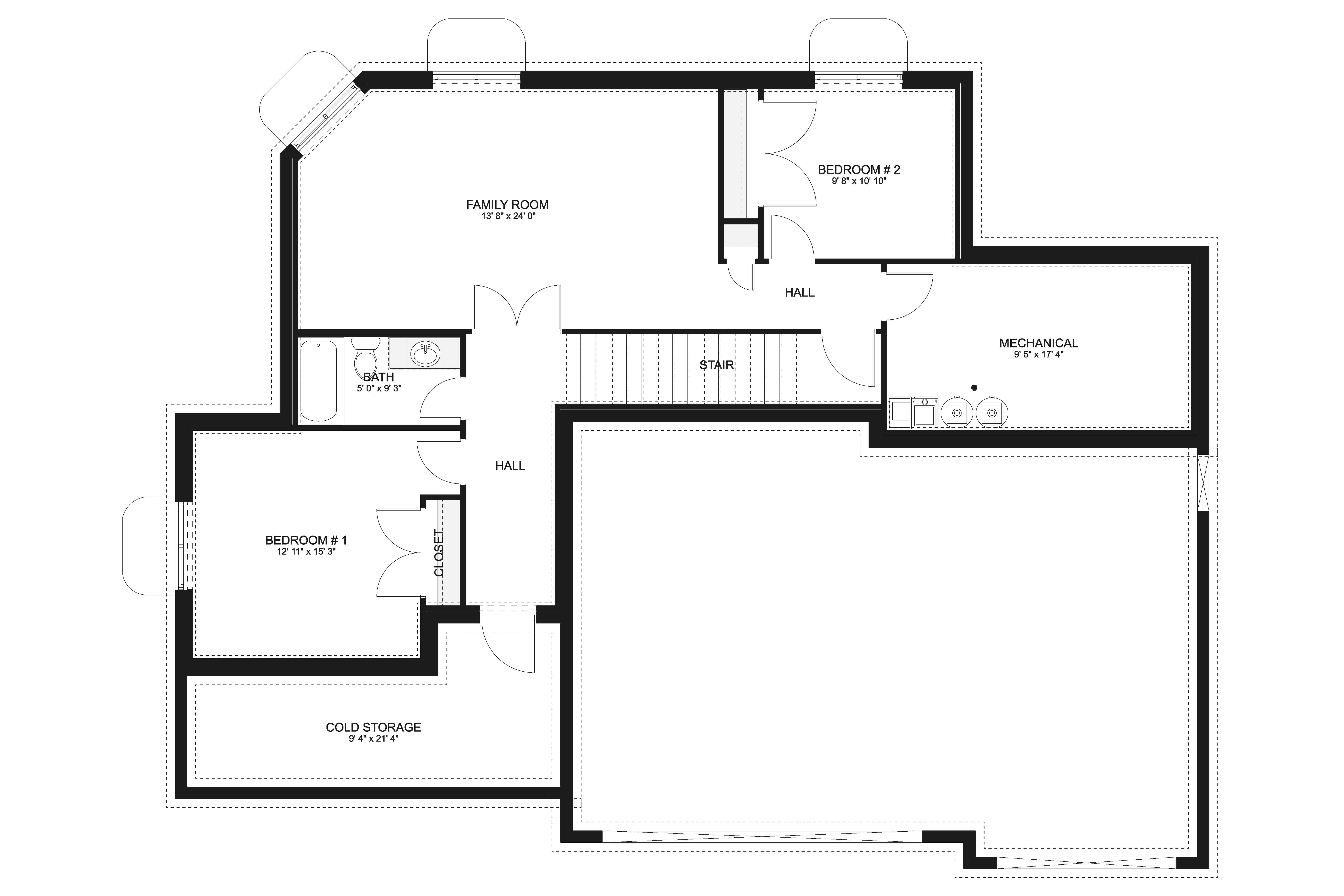 Floor Plan Basement of Craftsman Plan #187-1146