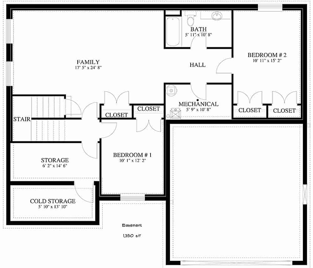Floor Plan Basement of Contemporary Plan #187-1150