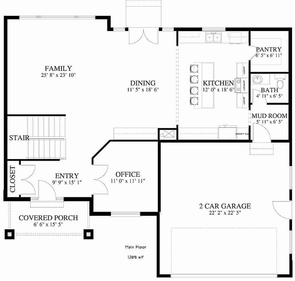 Floor Plan Main Level of Contemporary Plan #187-1150