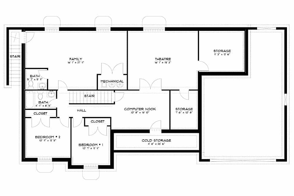 Floor Plan Basement of Contemporary Plan #187-1151