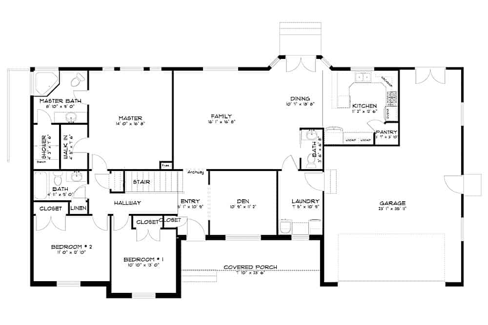 Floor Plan Main Level of Contemporary Plan #187-1151